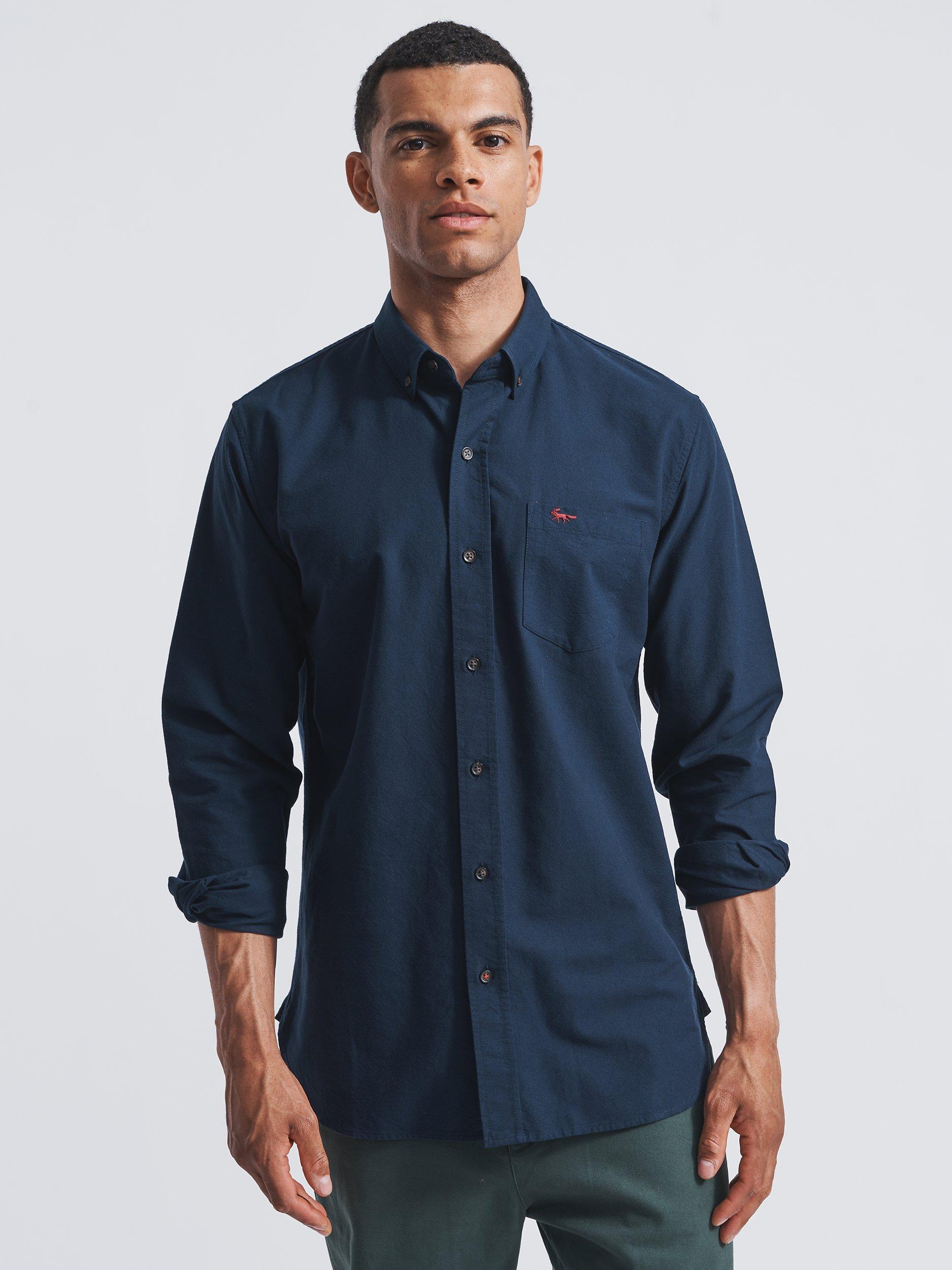 Product image 1 of 5, which shows Aubin Aldridge Oxford Cotton Button Down Shirt, Navy, XXXL