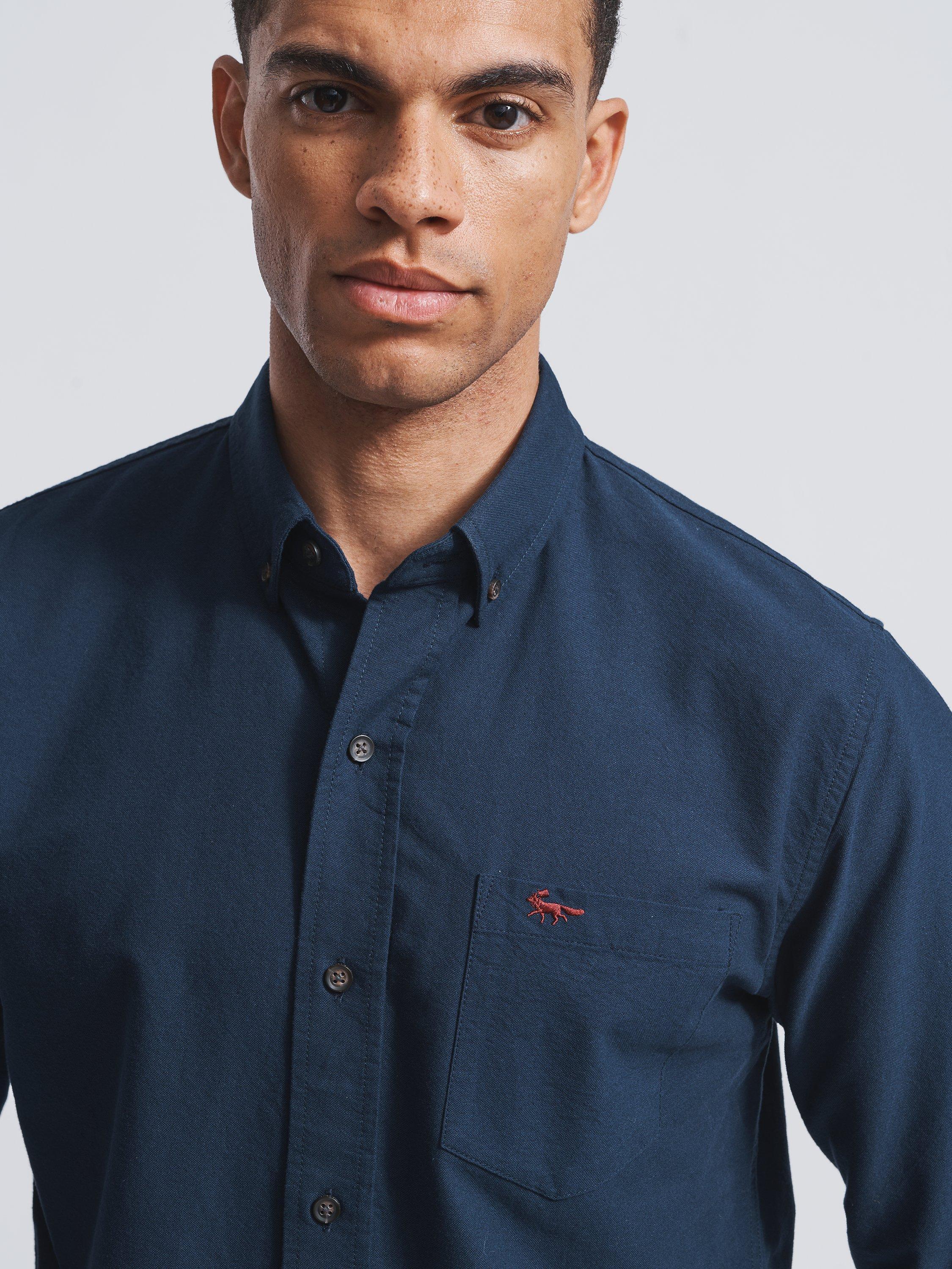 Product image 3 of 5, which shows Aubin Aldridge Oxford Cotton Button Down Shirt, Navy, XXXL