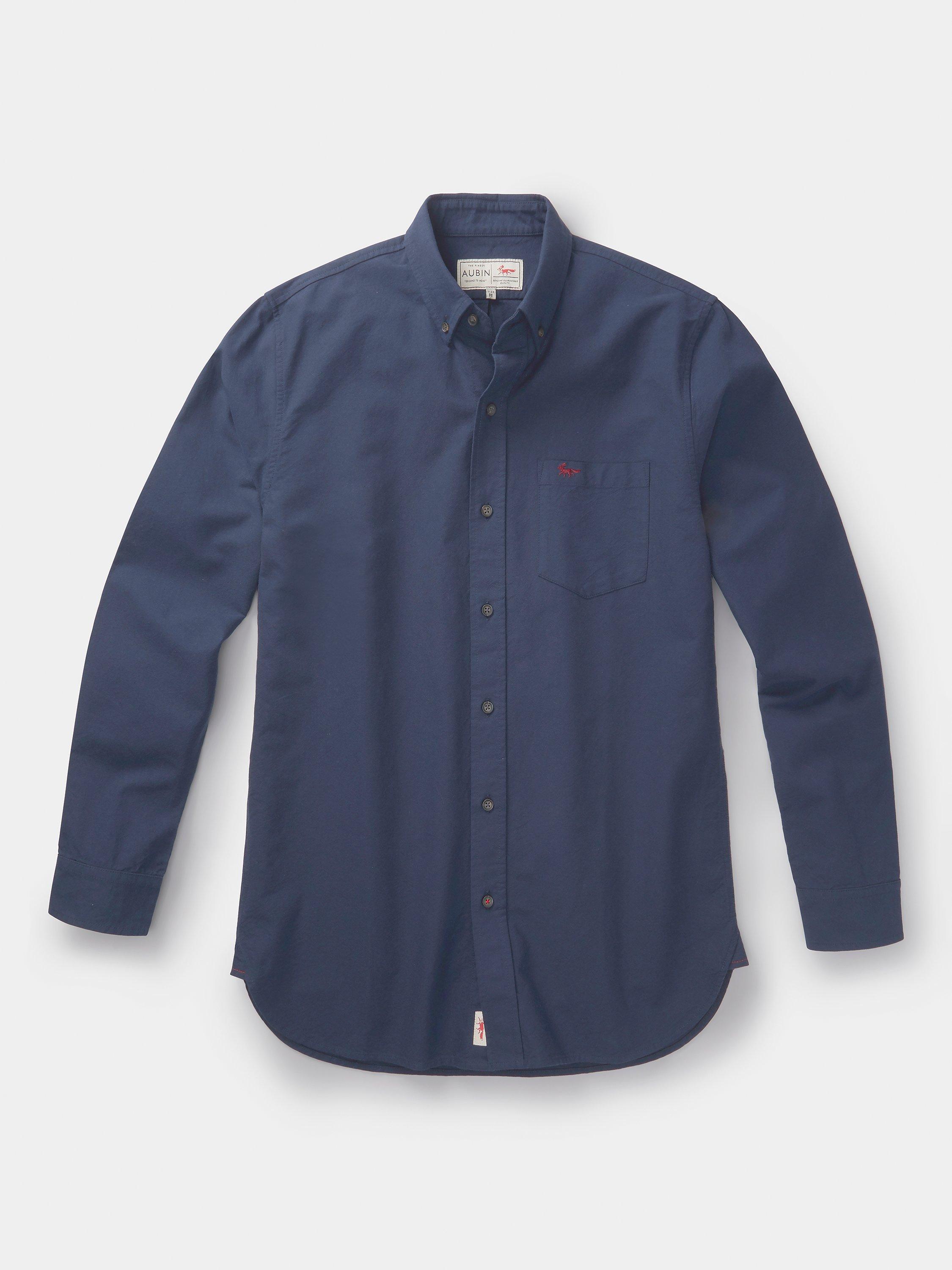 Product image 5 of 5, which shows Aubin Aldridge Oxford Cotton Button Down Shirt, Navy, XXXL