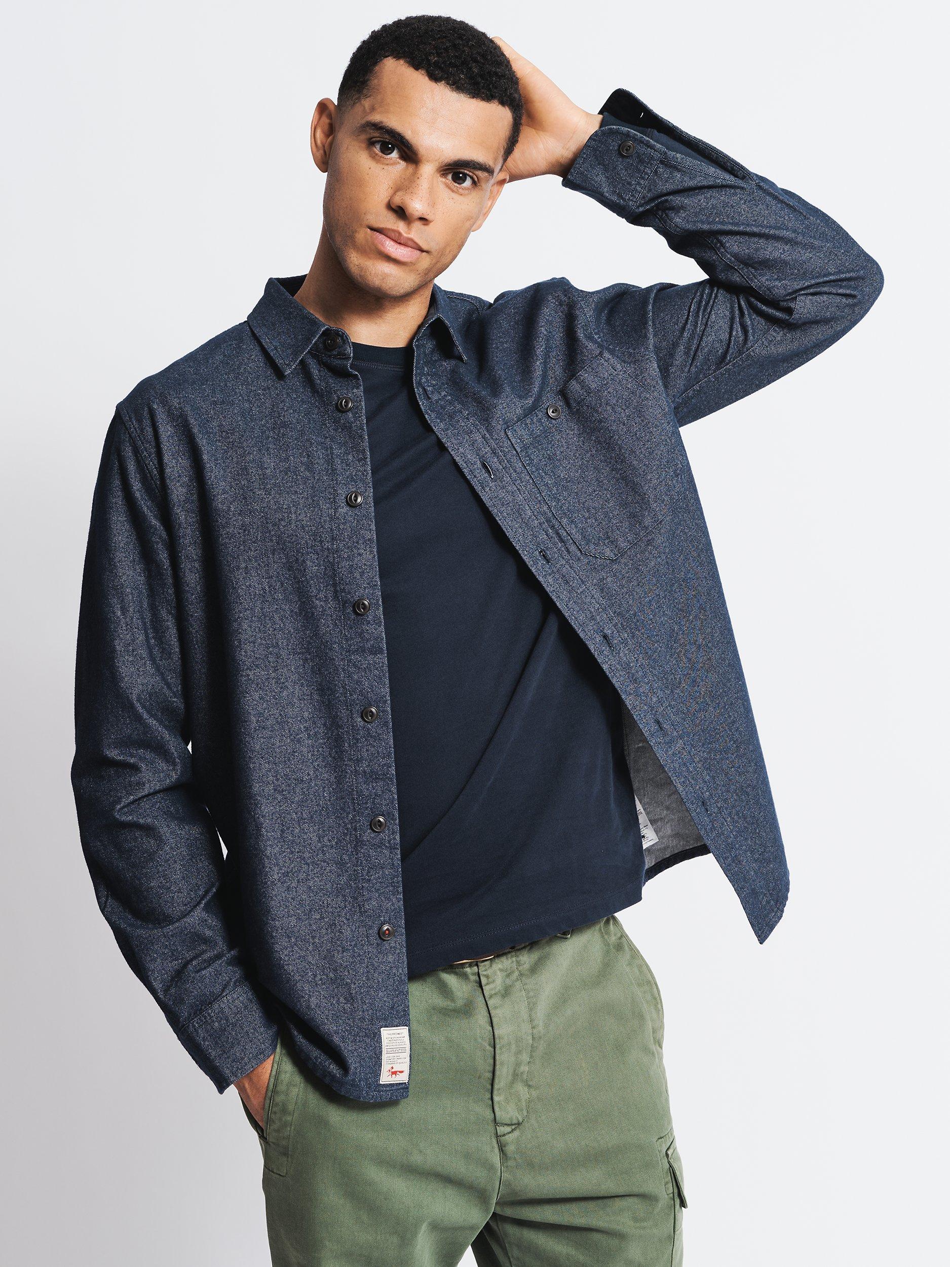 Aubin Barmer Flannel Overshirt, Navy