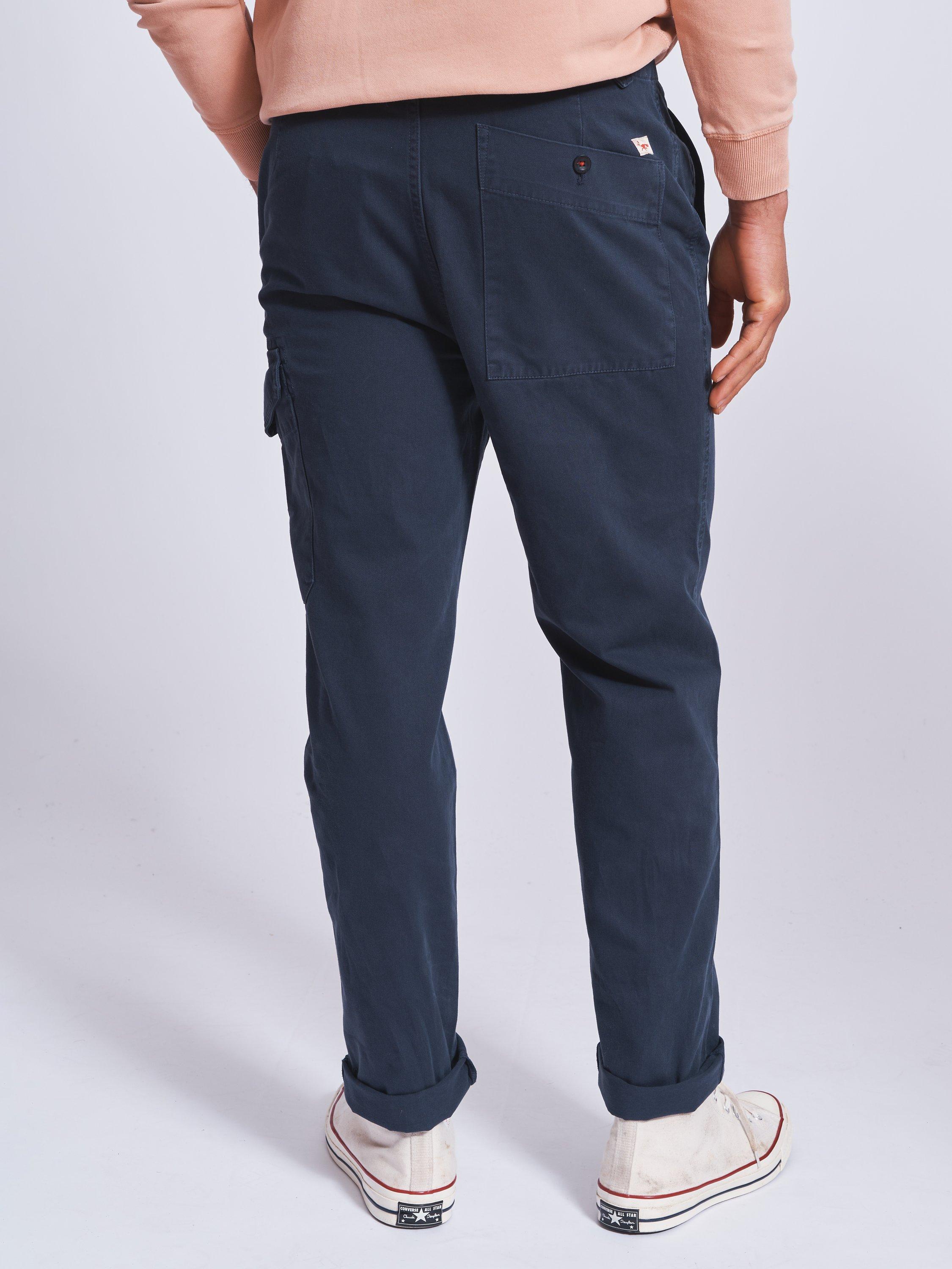 Product image 2 of 5, which shows Aubin Elsham Cotton Cargo Trousers, Navy, 30R