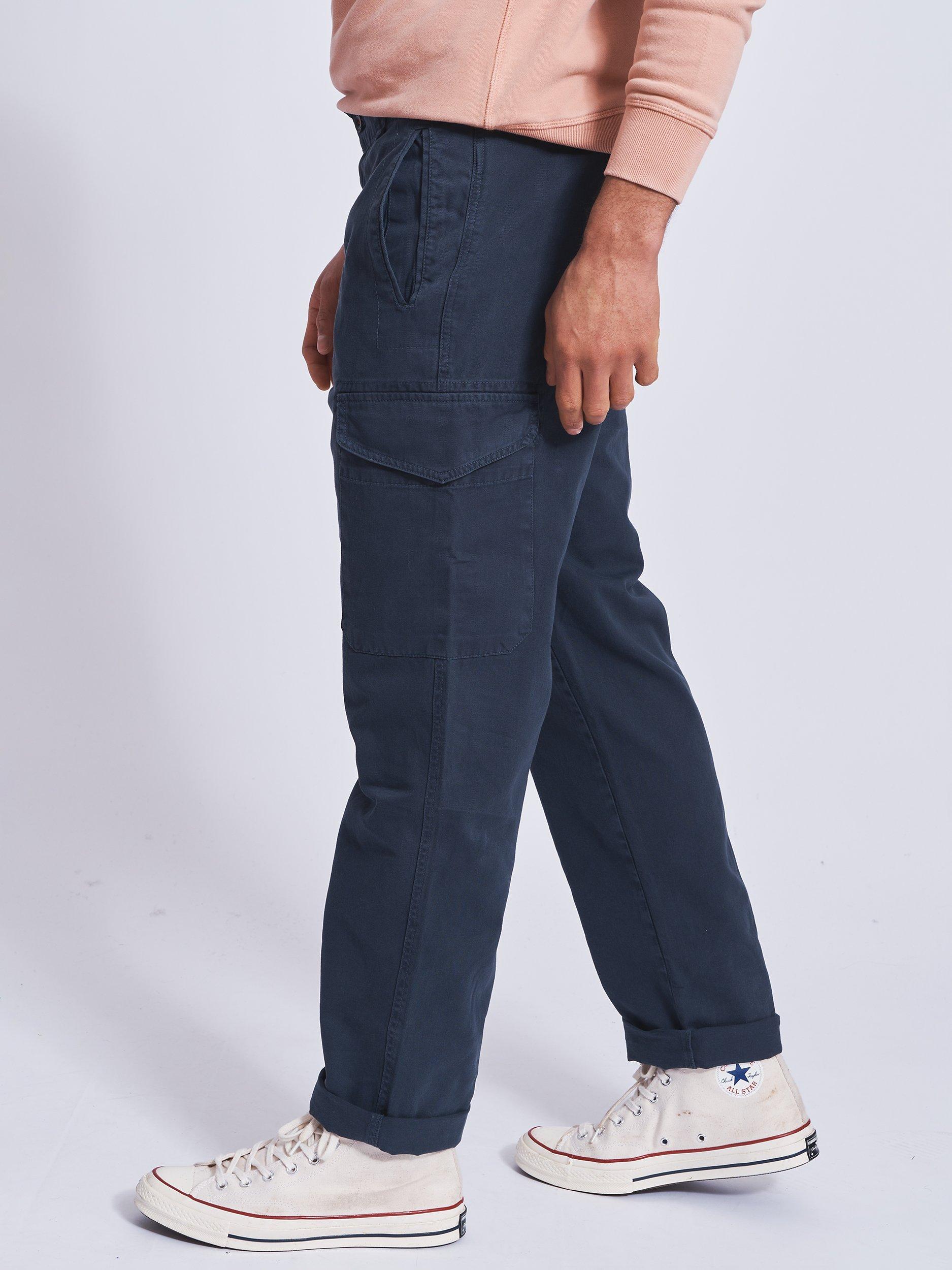 Product image 4 of 5, which shows Aubin Elsham Cotton Cargo Trousers, Navy, 30R