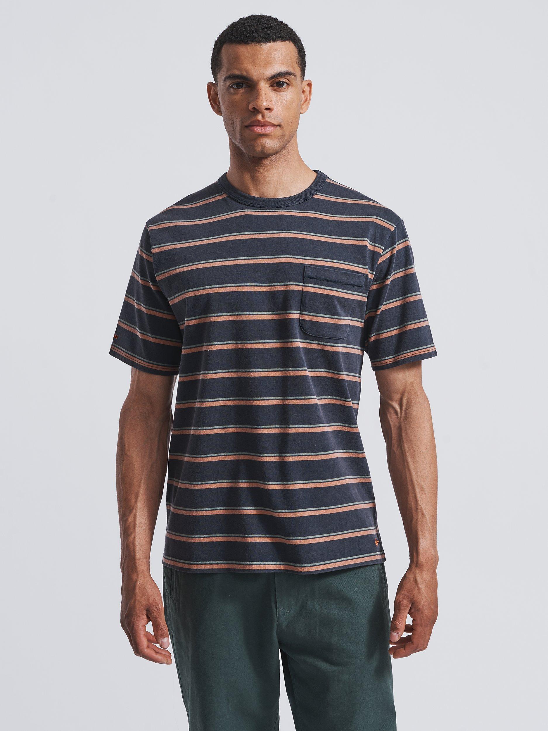 Aubin Newburgh Relaxed T-Shirt, Navy Stripe