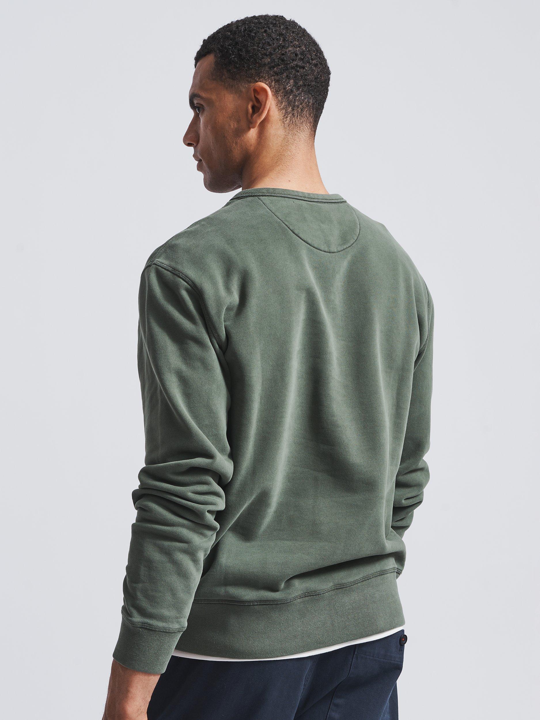 Product image 3 of 6, which shows Aubin Vestry Crew Neck Cotton Sweatshirt, Khaki, XS