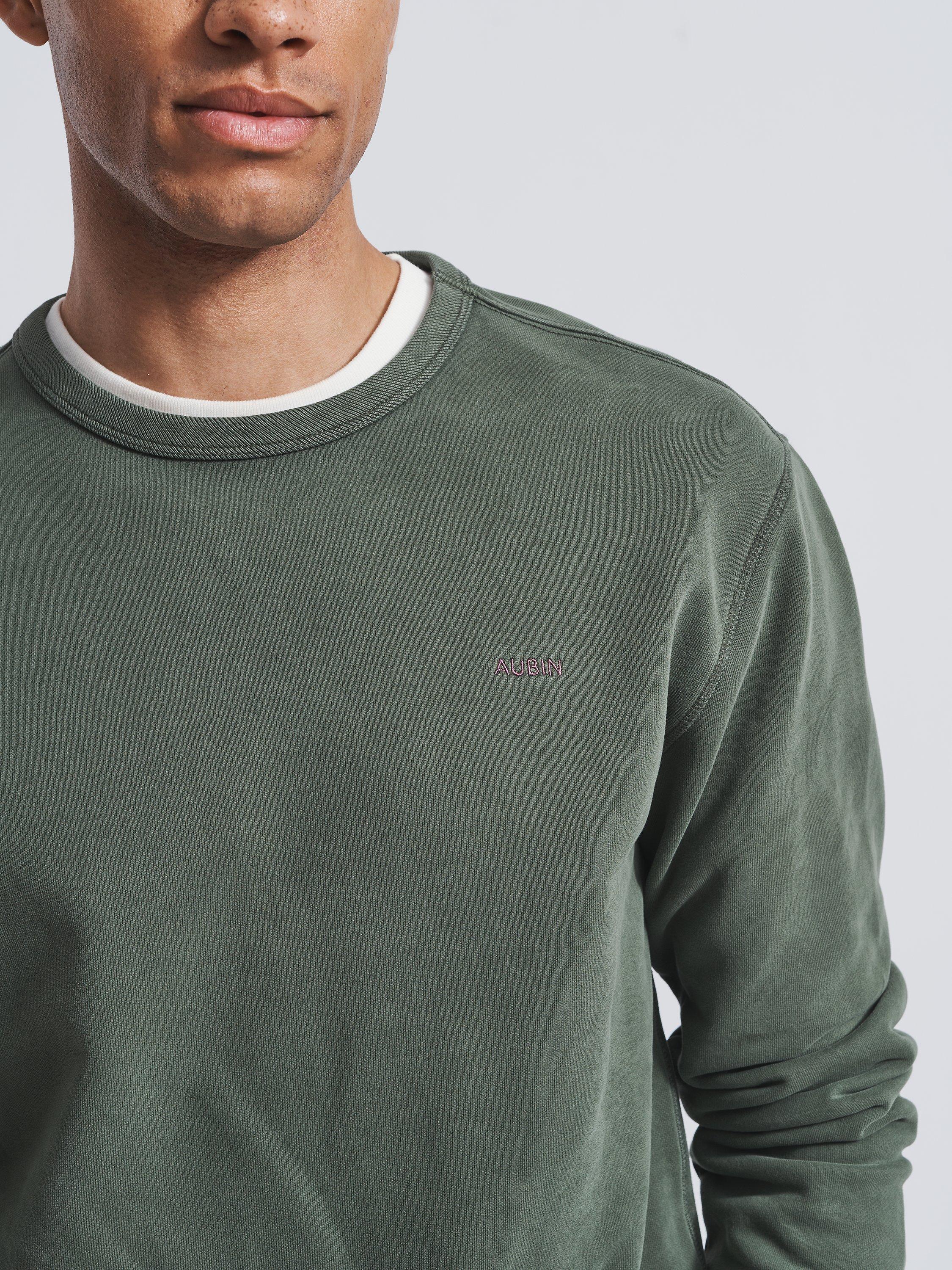 Product image 4 of 6, which shows Aubin Vestry Crew Neck Cotton Sweatshirt, Khaki, XS
