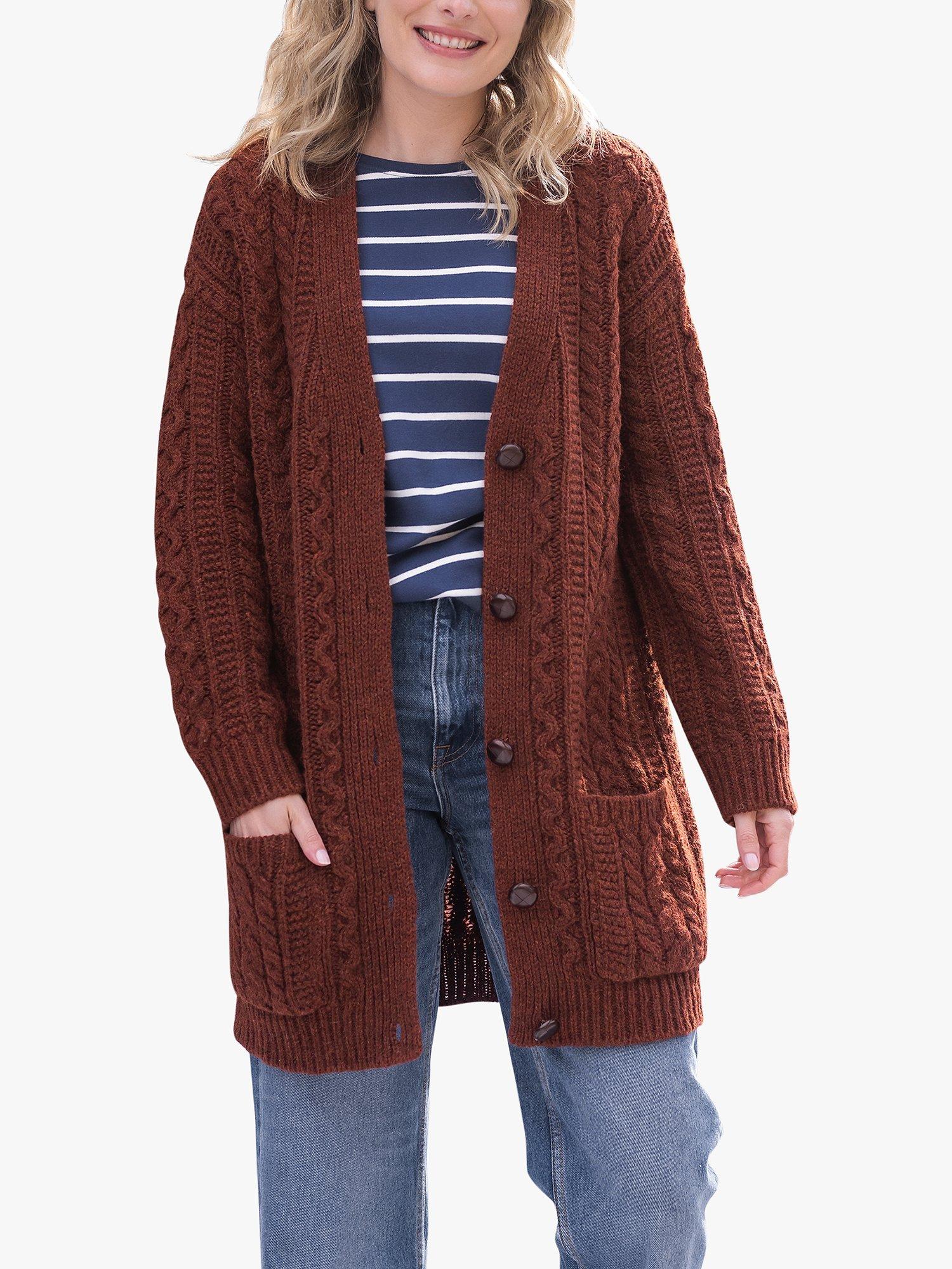 Celtic & Co. Cable Boyfriend Cardigan, Rust