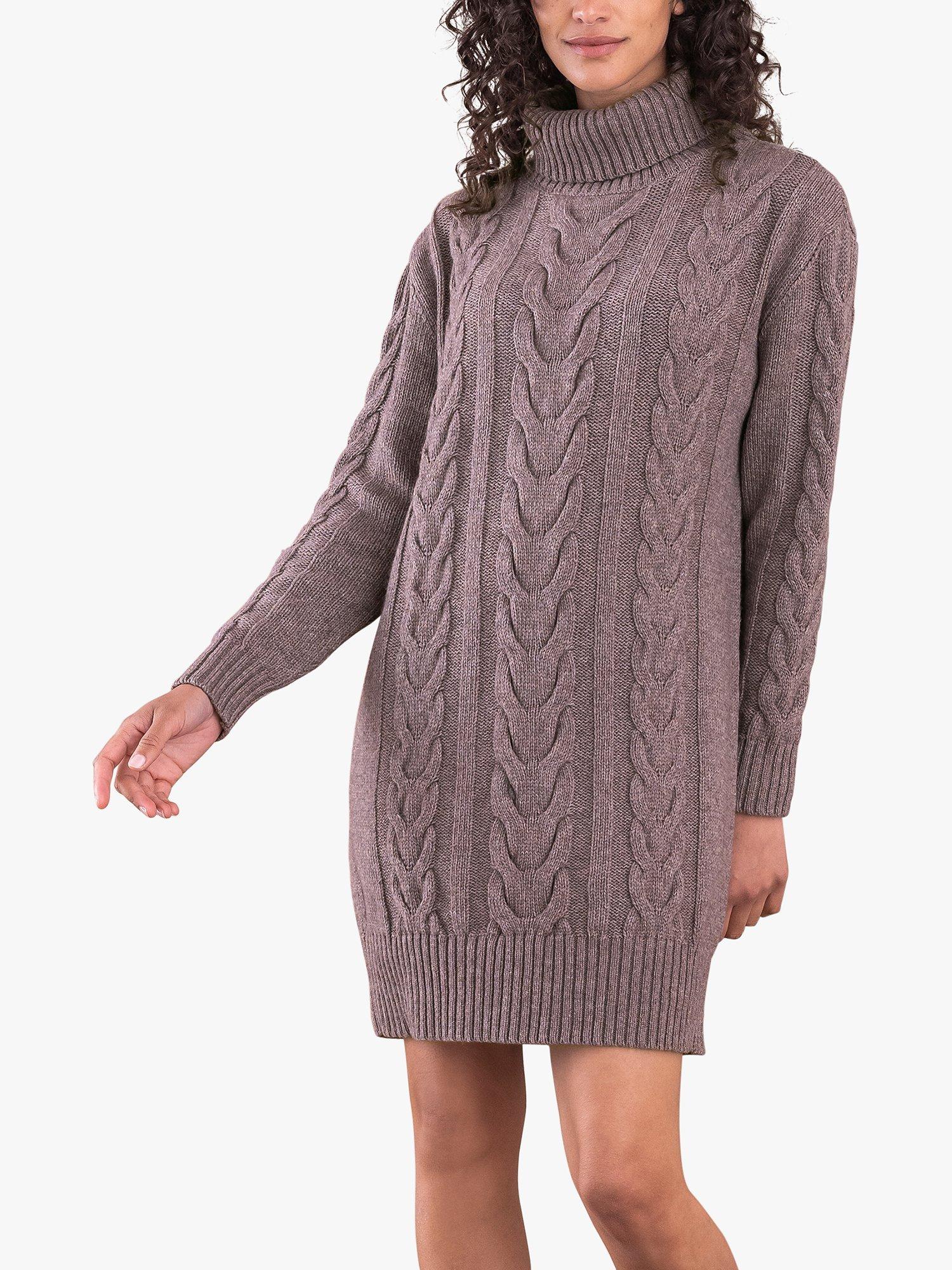 Celtic & Co. Cable Knit Roll Neck Jumper Dress, Heather