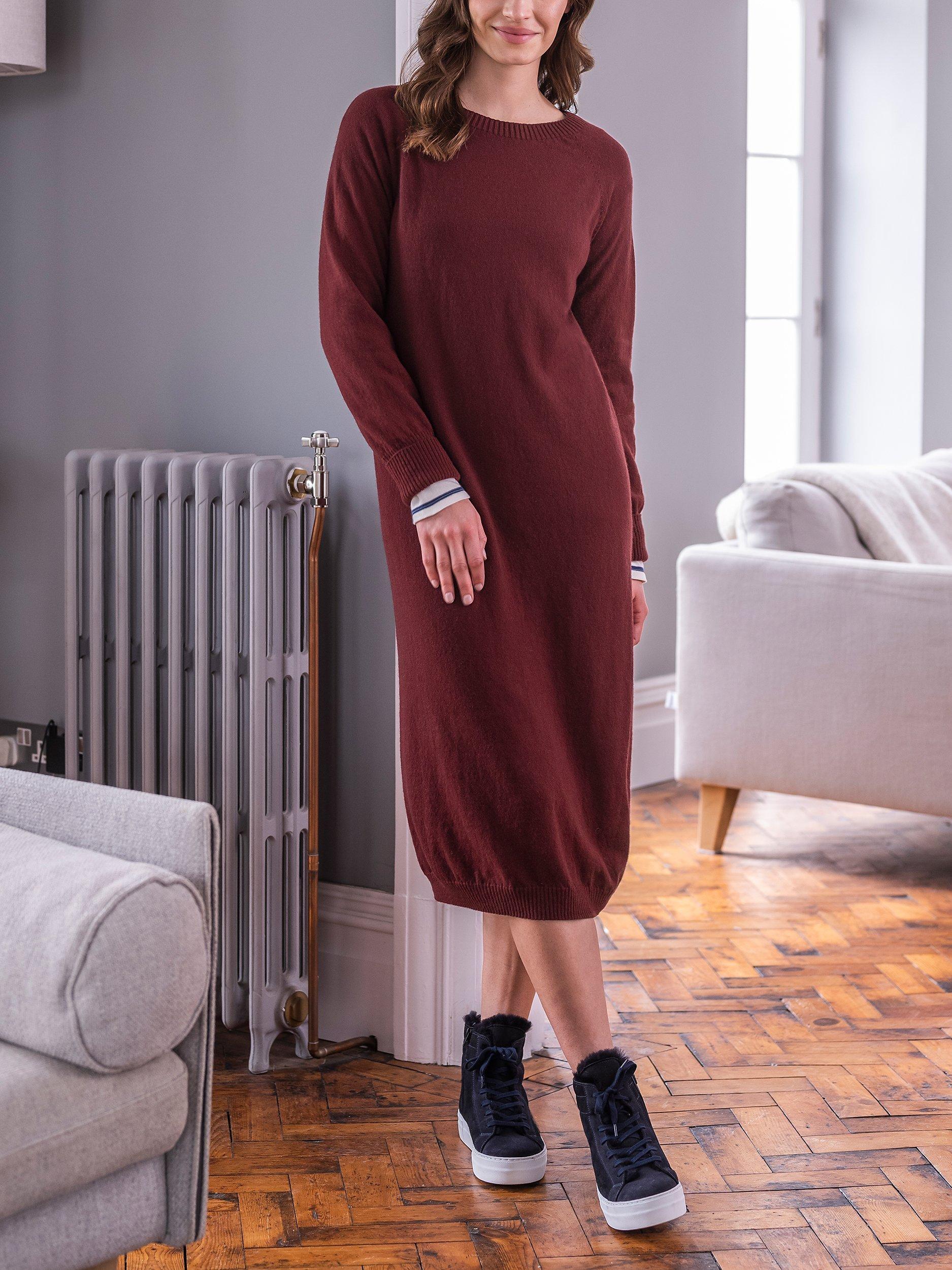 Celtic & Co. Supersoft Wool Midi Jumper Dress, Claret, XS