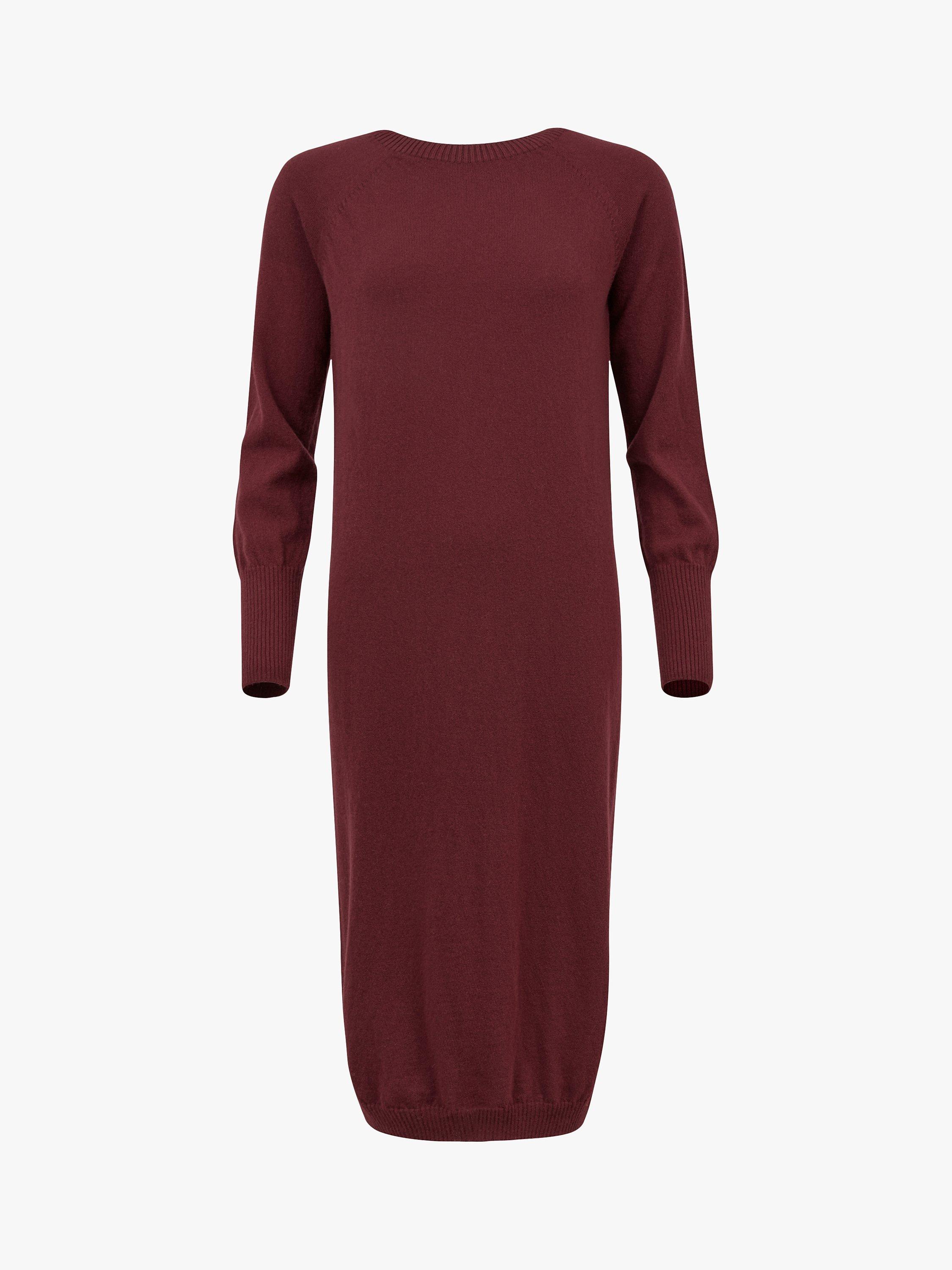 Celtic & Co. Supersoft Wool Midi Jumper Dress, Claret, XS