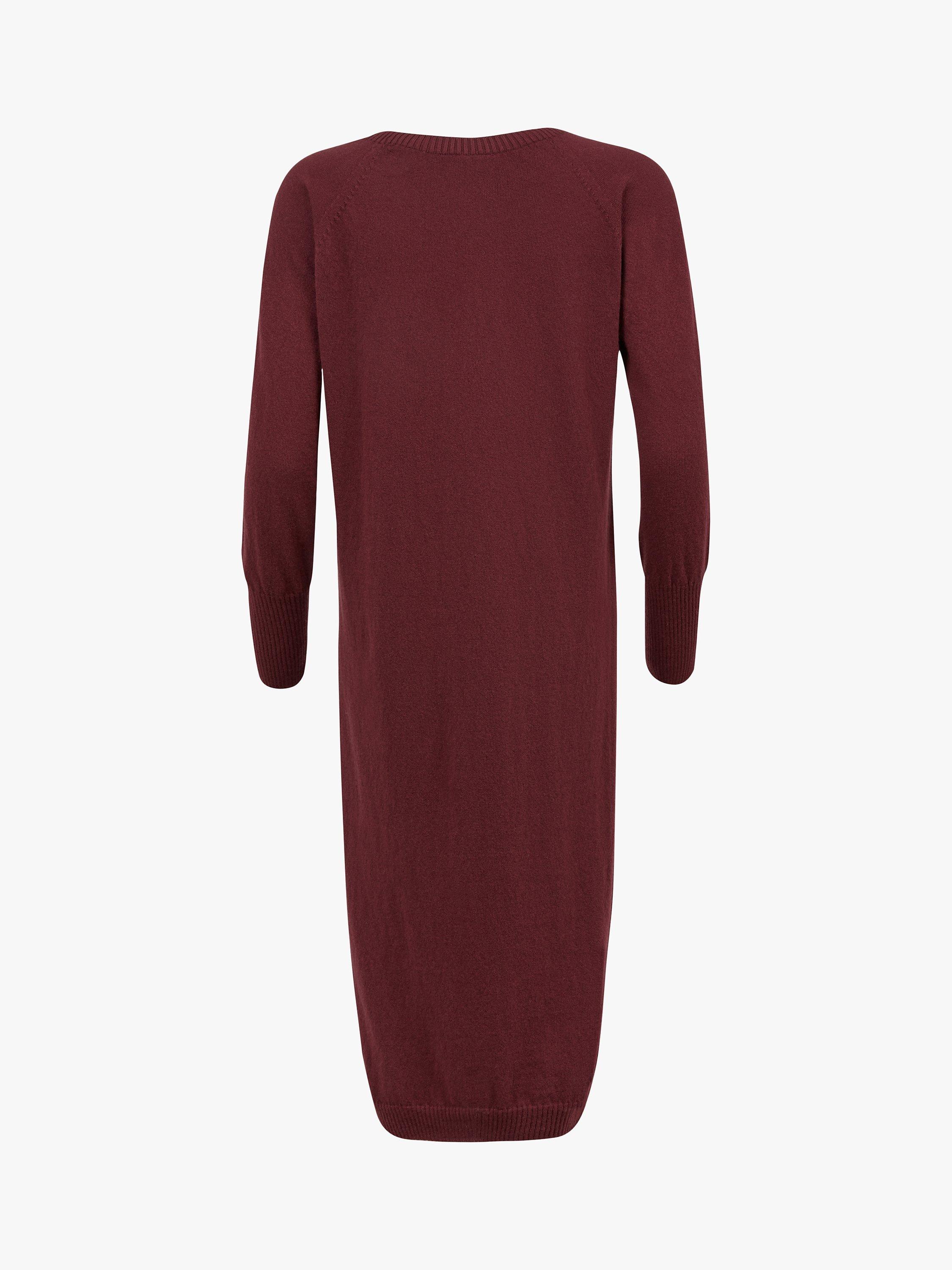 Celtic & Co. Supersoft Wool Midi Jumper Dress, Claret, XS