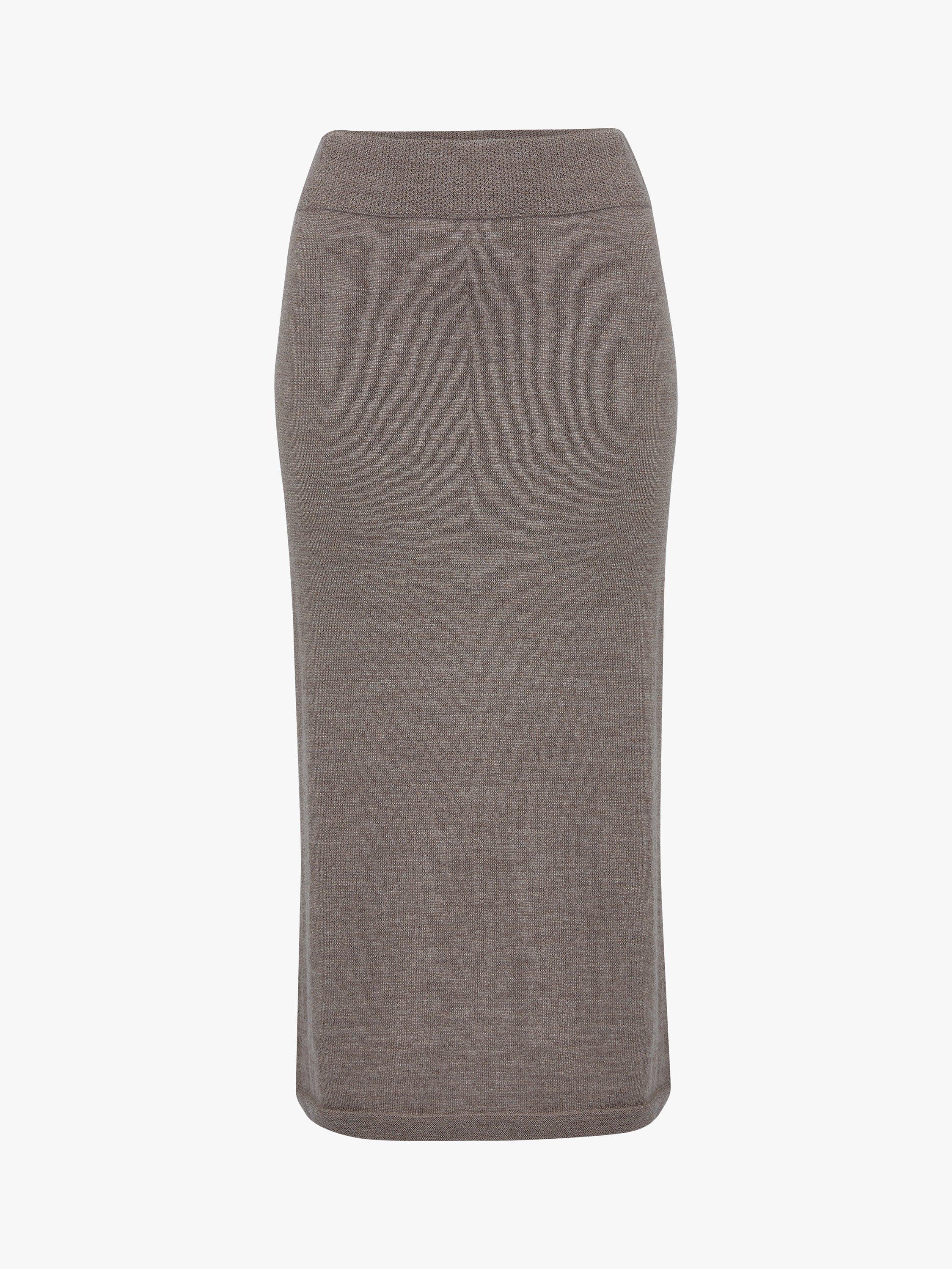 Product image 3 of 9, which shows Celtic & Co. Merino Wool Midi Skirt, Biscuit, XS