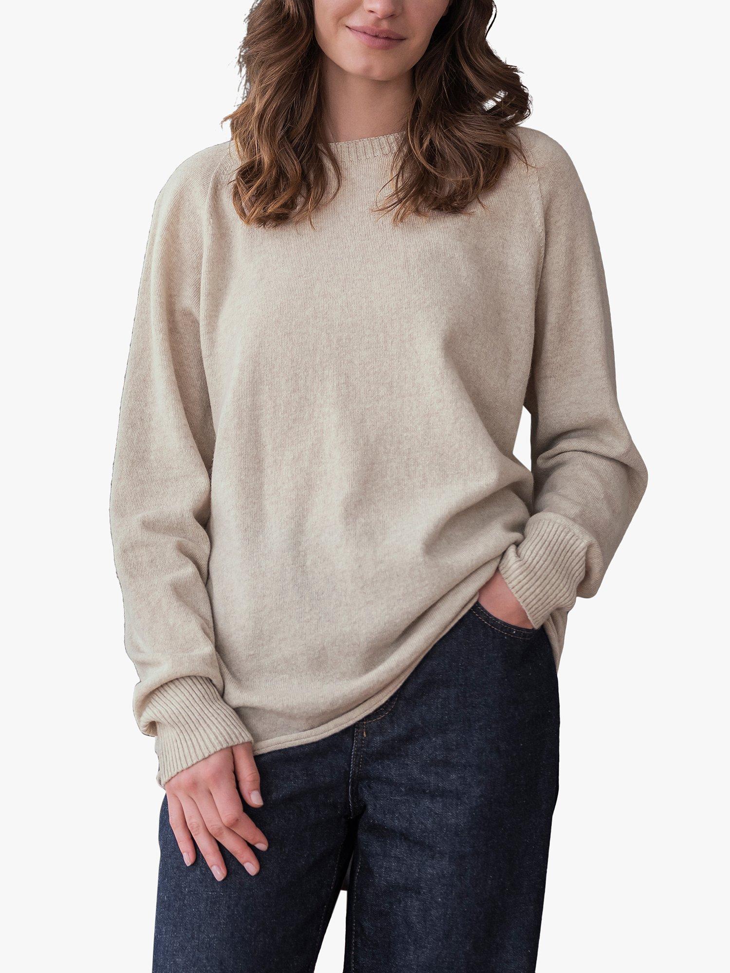 Celtic & Co. Slouch Wool Crew Neck Jumper, Oatmeal, XS