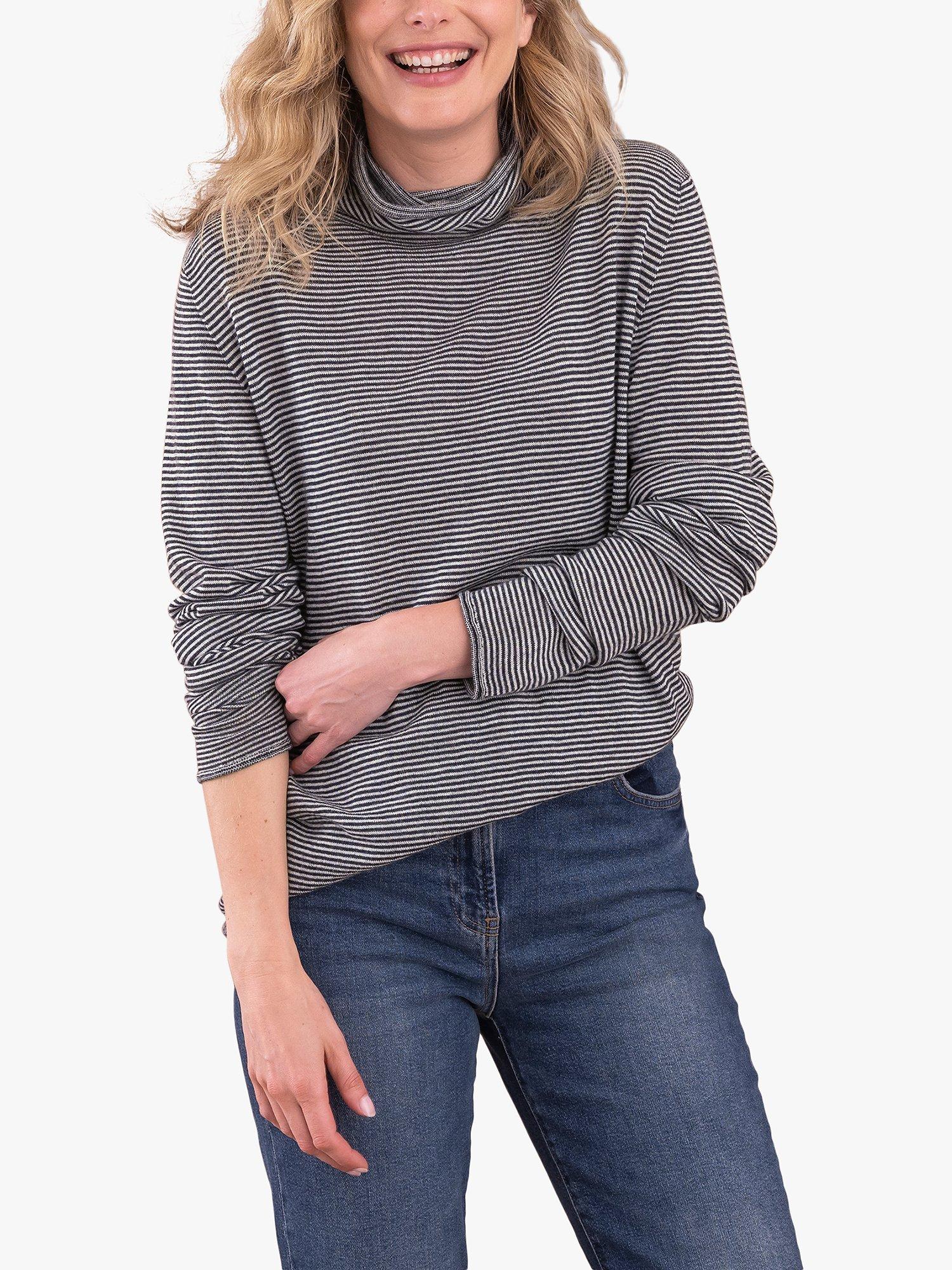 Celtic & Co. Fine Knit Merino Wool Stripe Jumper, Navy