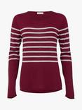 Celtic & Co. Fine Knit Merino Wool Jumper, Claret Stripe