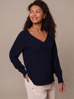 Celtic & Co. Wool V-Neck Jumper, Dark Navy