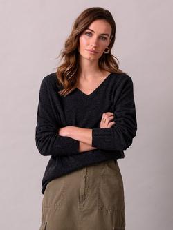 Celtic & Co. Wool V-Neck Jumper, Charcoal