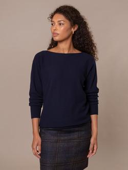 Celtic & Co. Slash Neck Wool Jumper, Dark Navy, Dark Navy