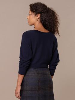 Celtic & Co. Slash Neck Wool Jumper, Dark Navy - view 2, Dark Navy