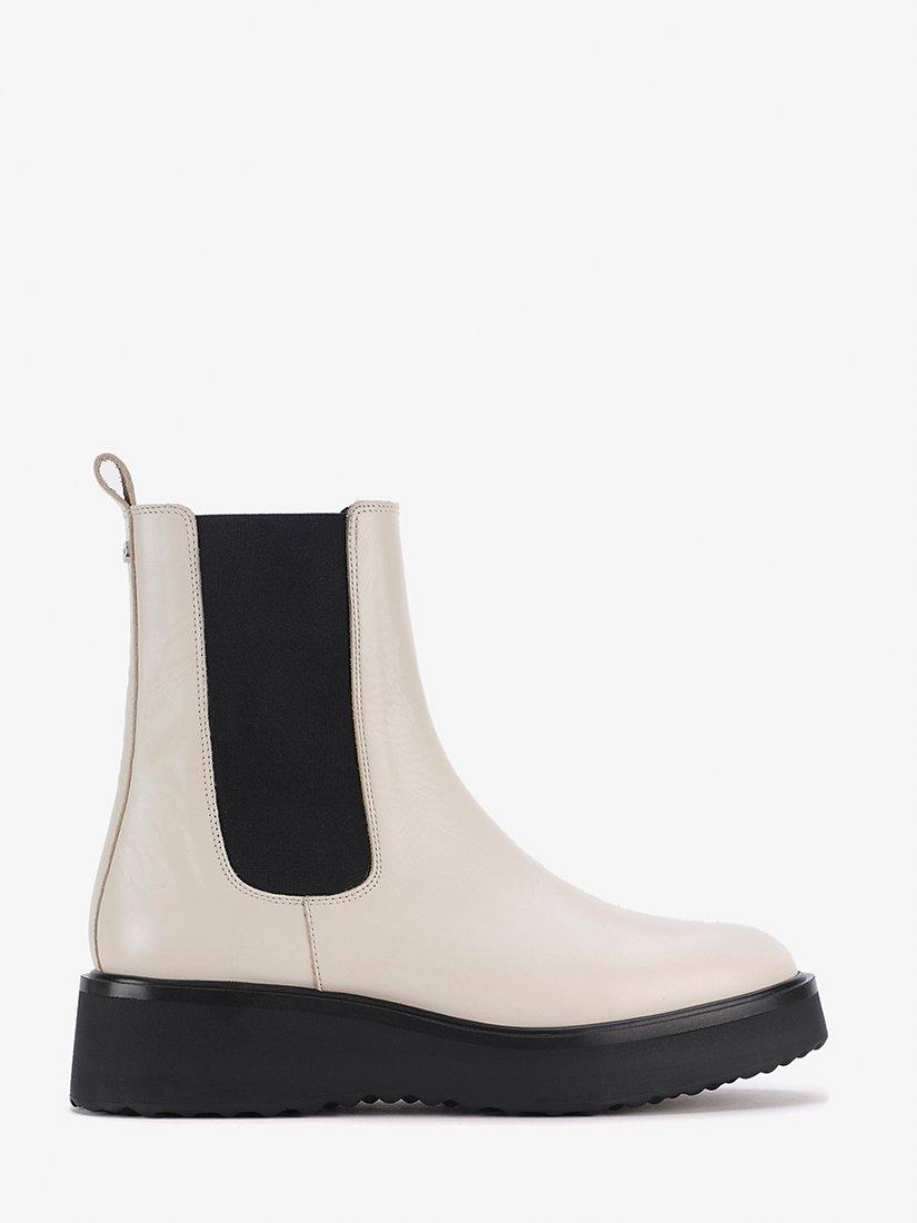 Mint Velvet Wedge Heel Leather Ankle Boots, Natural Natural