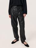 Soaked In Luxury Joselyn Cargo Leather Trousers, Black