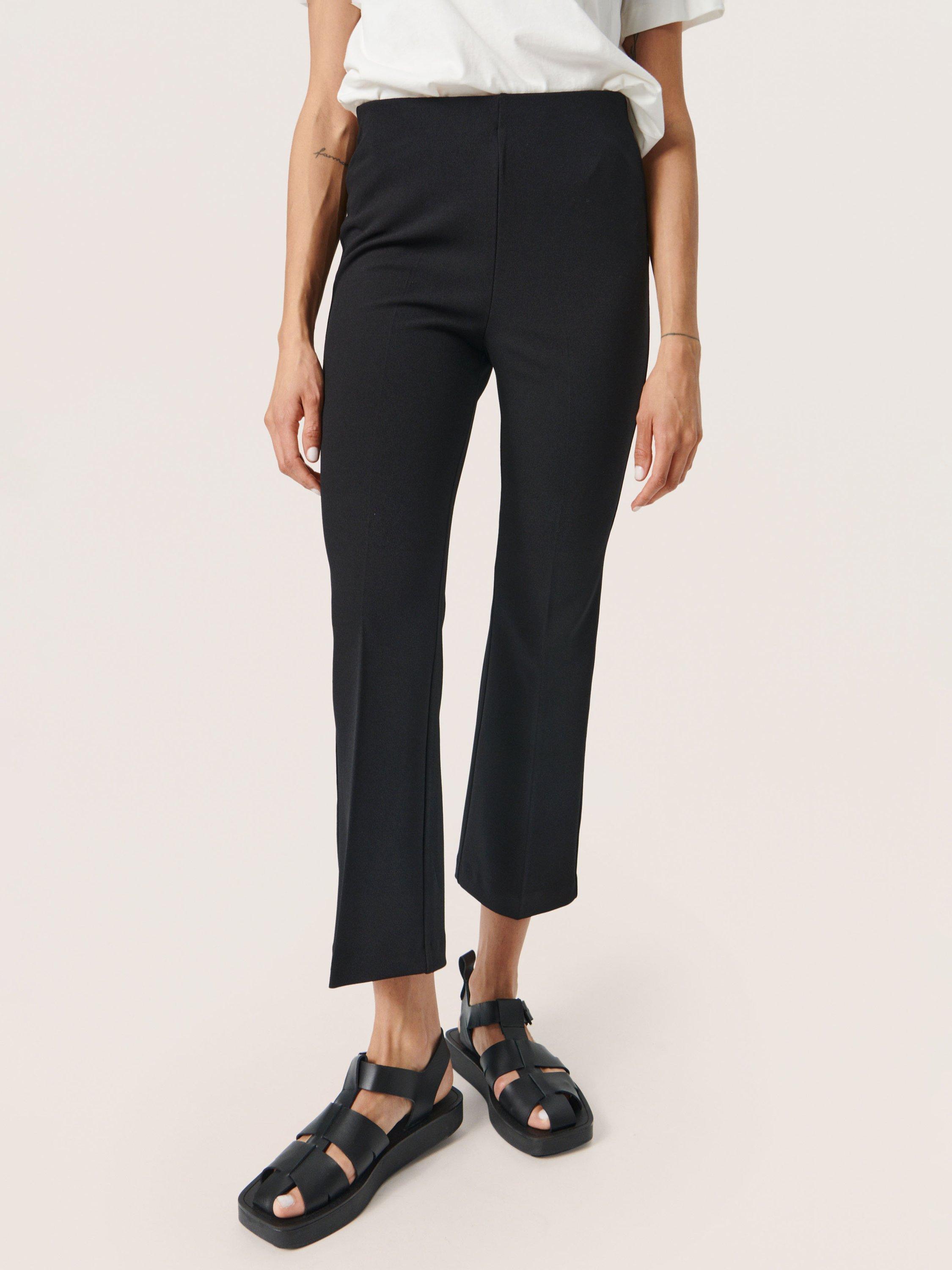 Product image 1 of 7, which shows Soaked In Luxury Bea Cropped Flare Trousers, Black, L