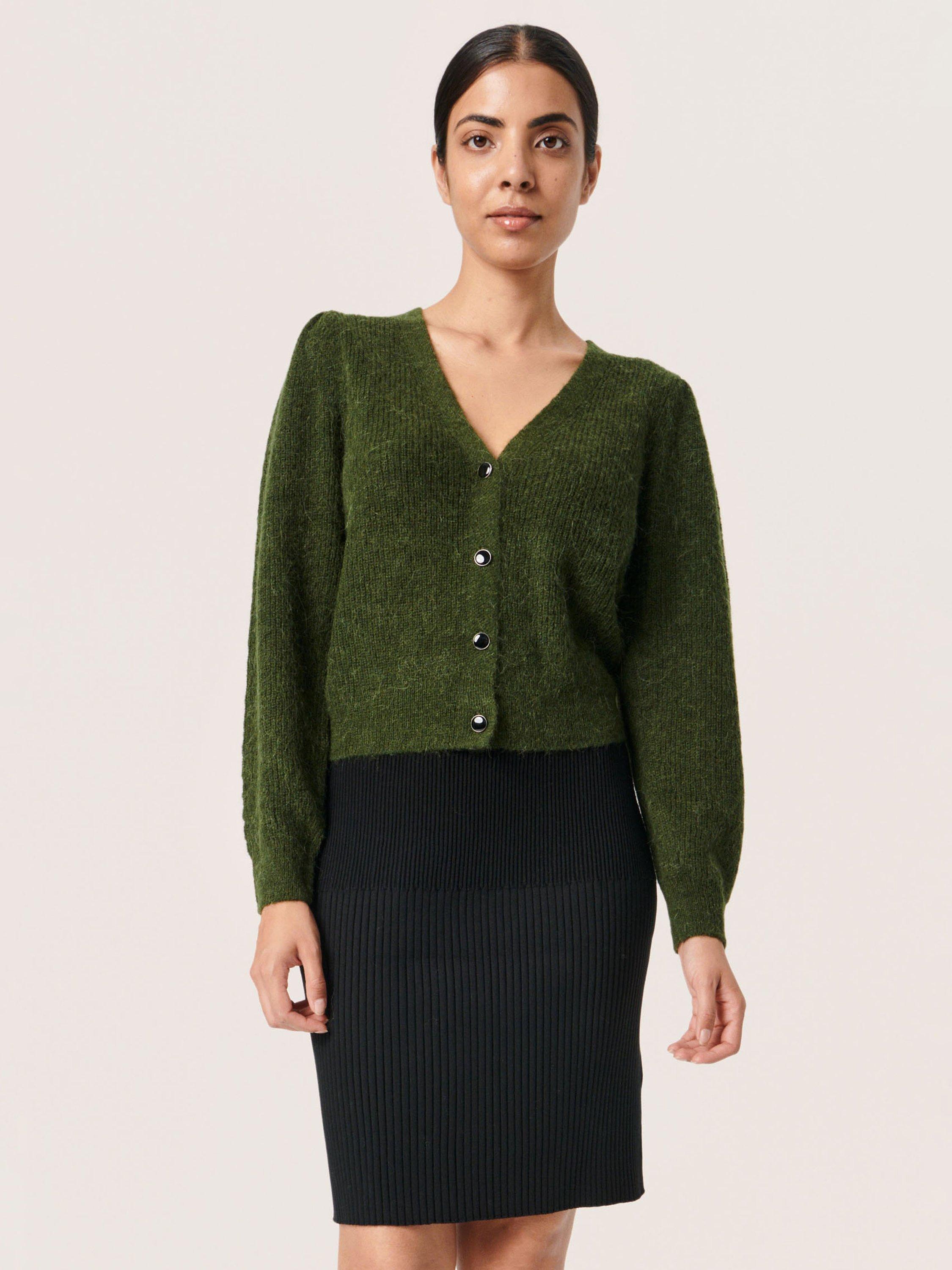 Soaked In Luxury Tuesday Alpaca Wool Blend Cardigan, Kombu Green