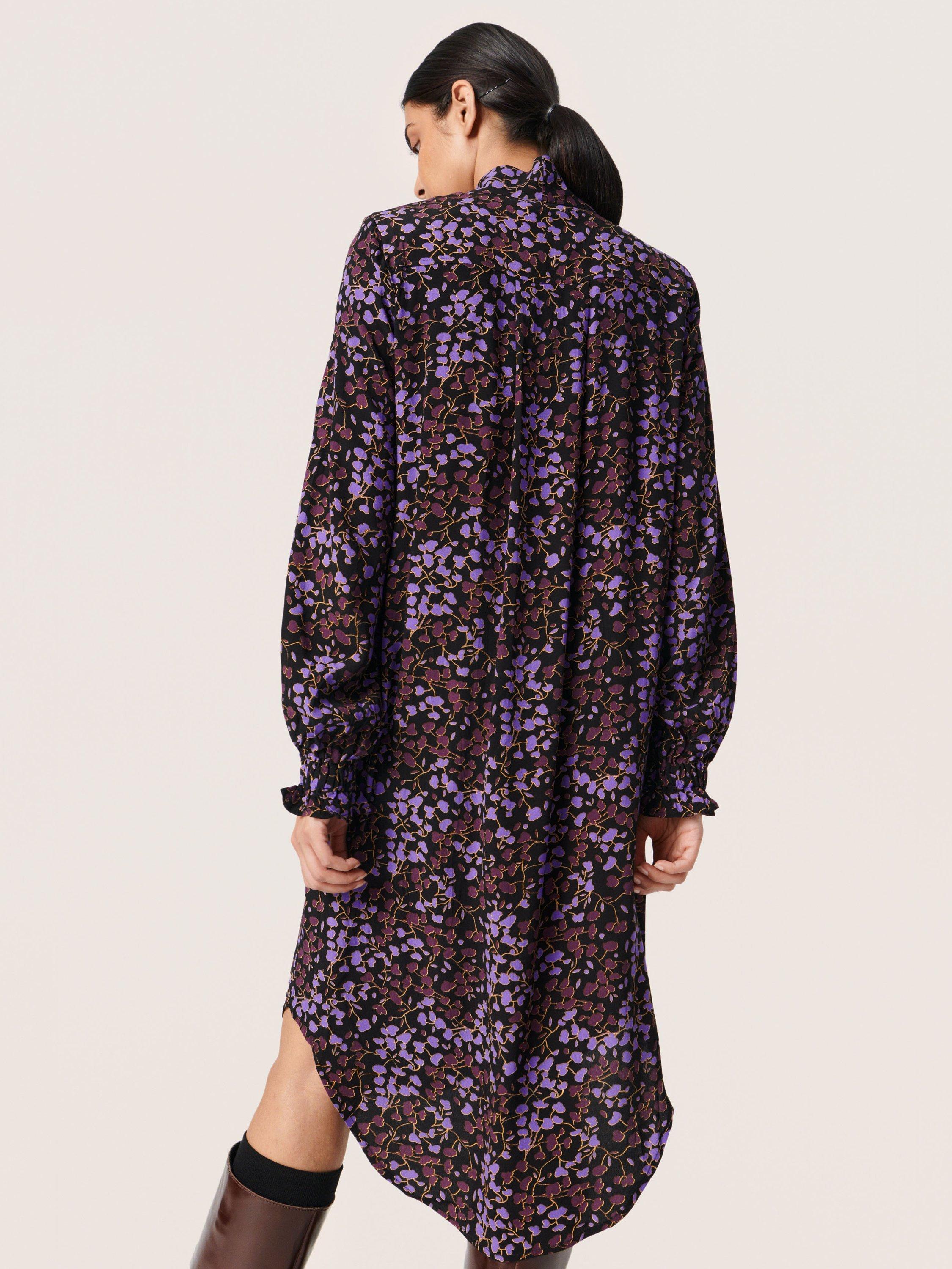 Soaked In Luxury Kenna Tie Neck Long Sleeve Dress, Black/Multi, L