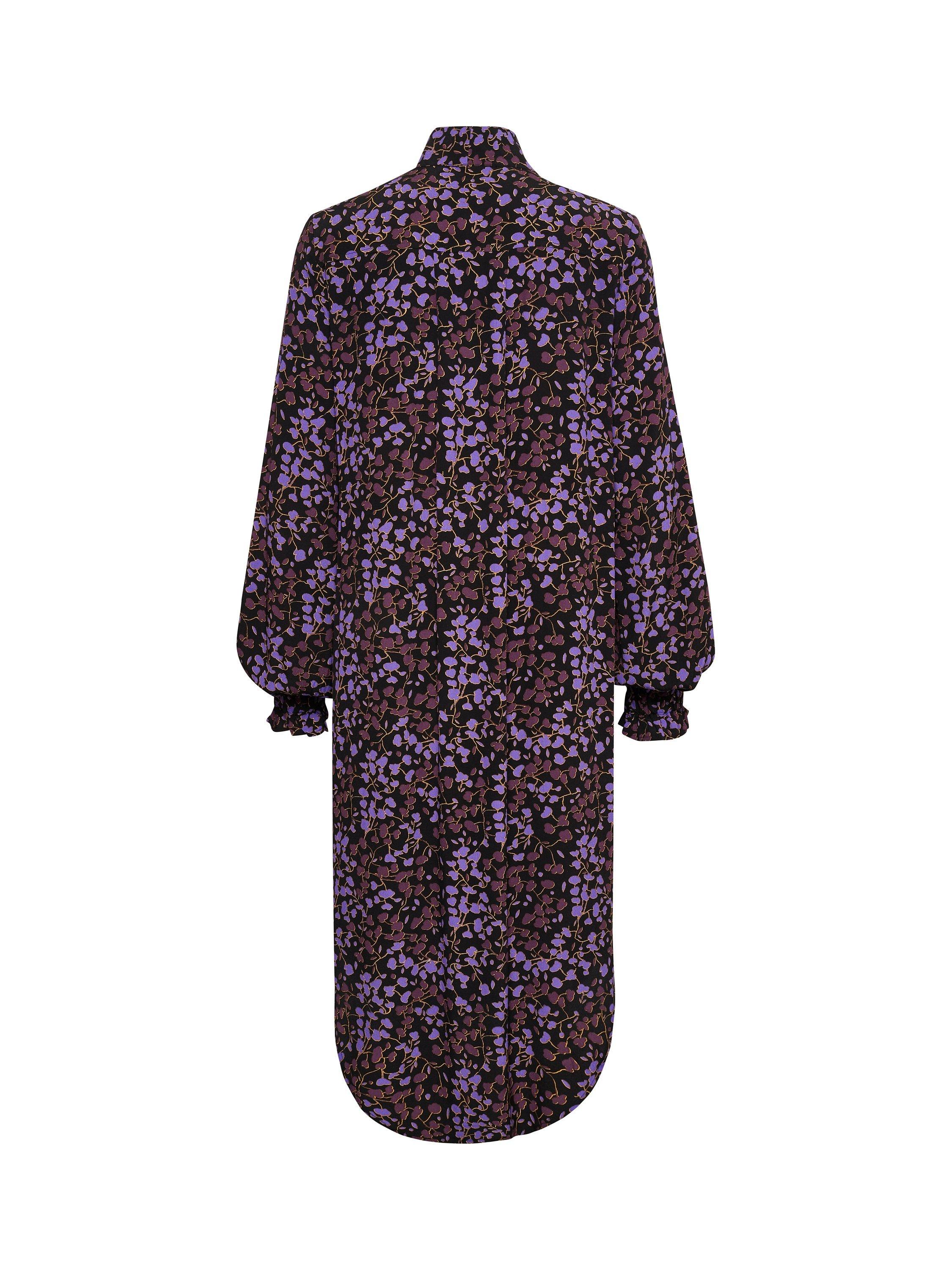 Soaked In Luxury Kenna Tie Neck Long Sleeve Dress, Black/Multi, L