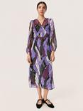 Soaked In Luxury Josefine Chiffon Wrap Midi Dress, Purple/Multi