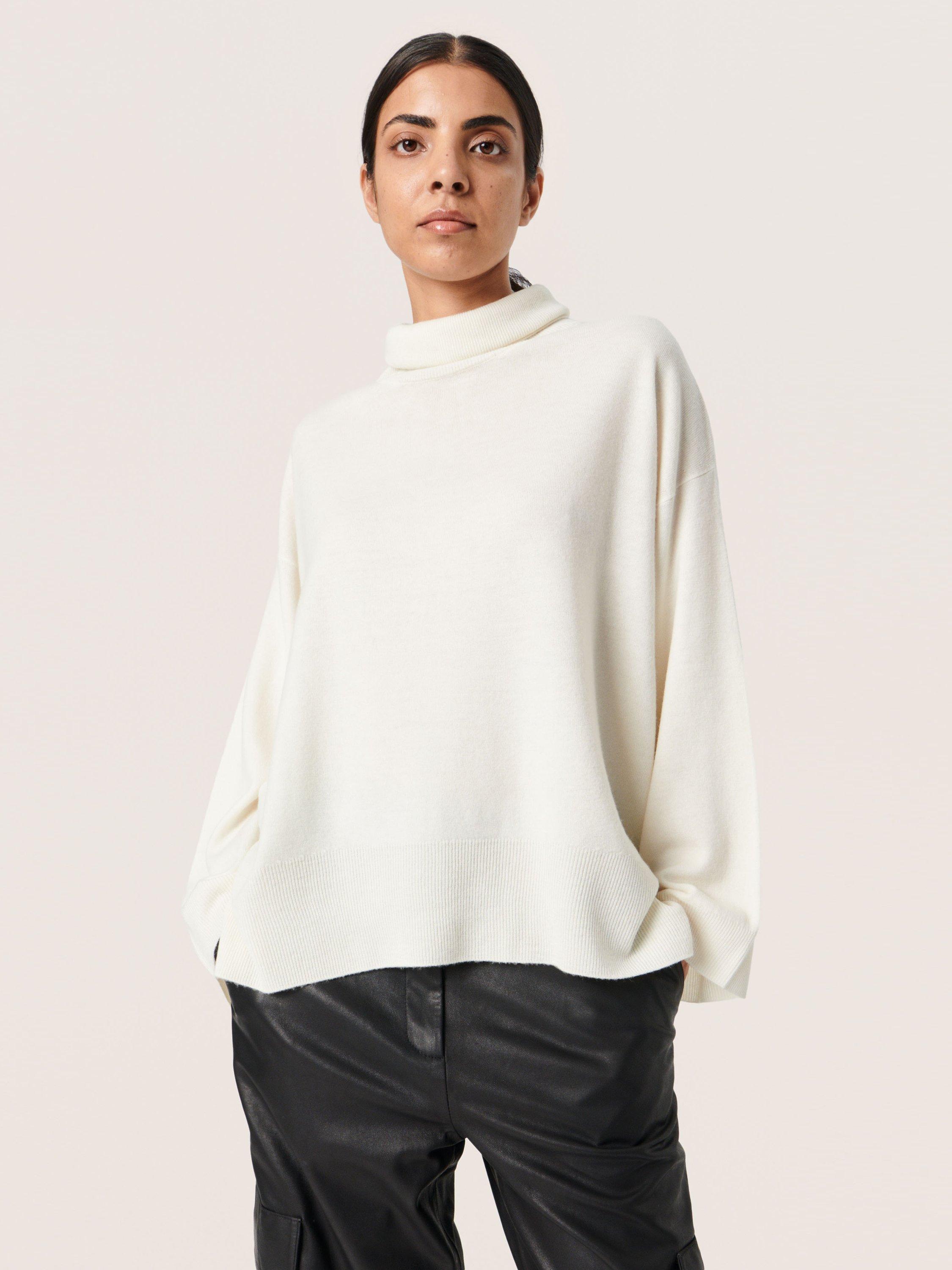 Soaked In Luxury Molina Loose Fit Rollneck Jumper, Whisper White