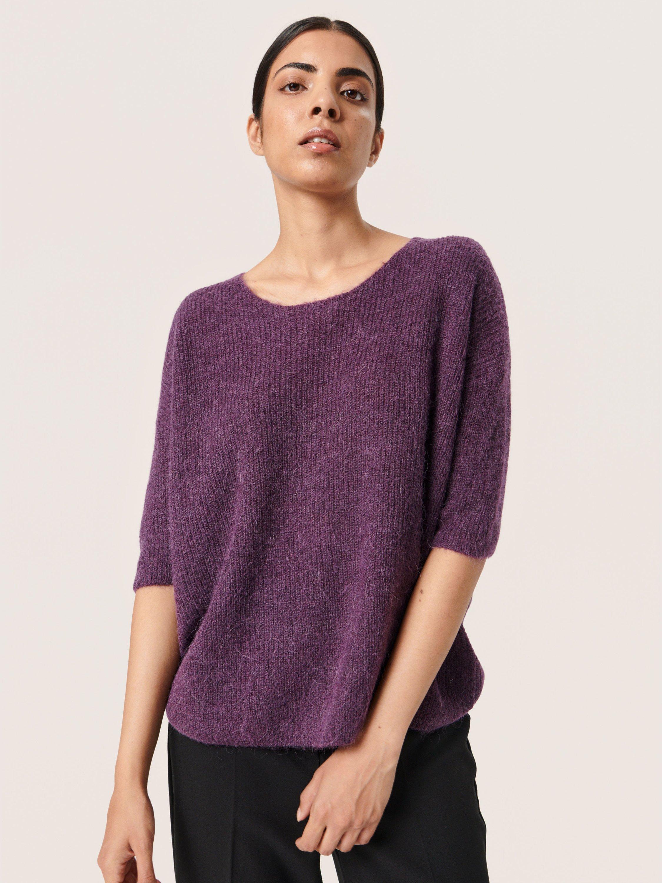 Soaked In Luxury Tuesday 3/4 Sleeve Wool Blend Jumper, Hortensia