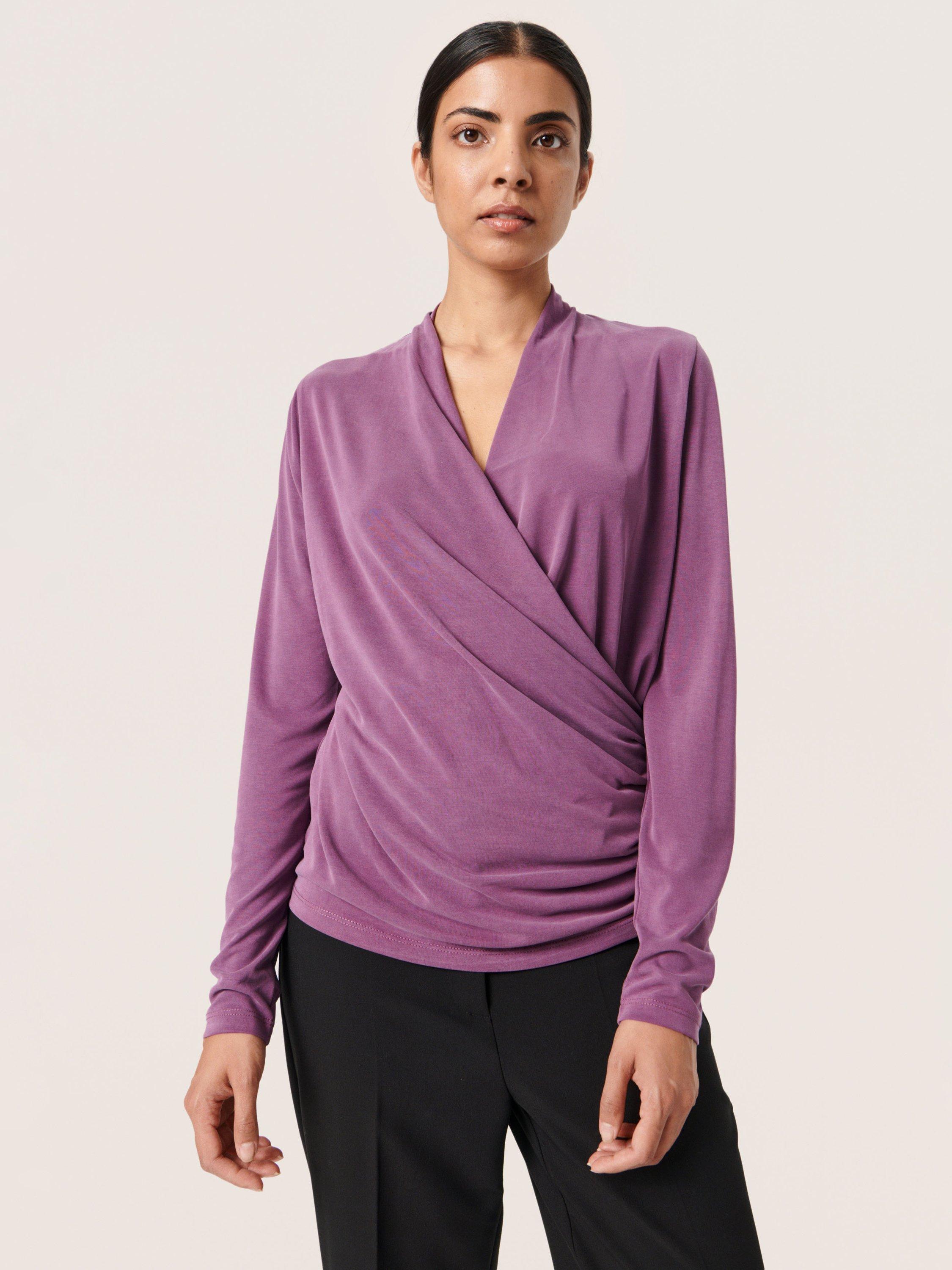 Soaked In Luxury Columbine Long Sleeve Wrap Blouse, Hortensia, S