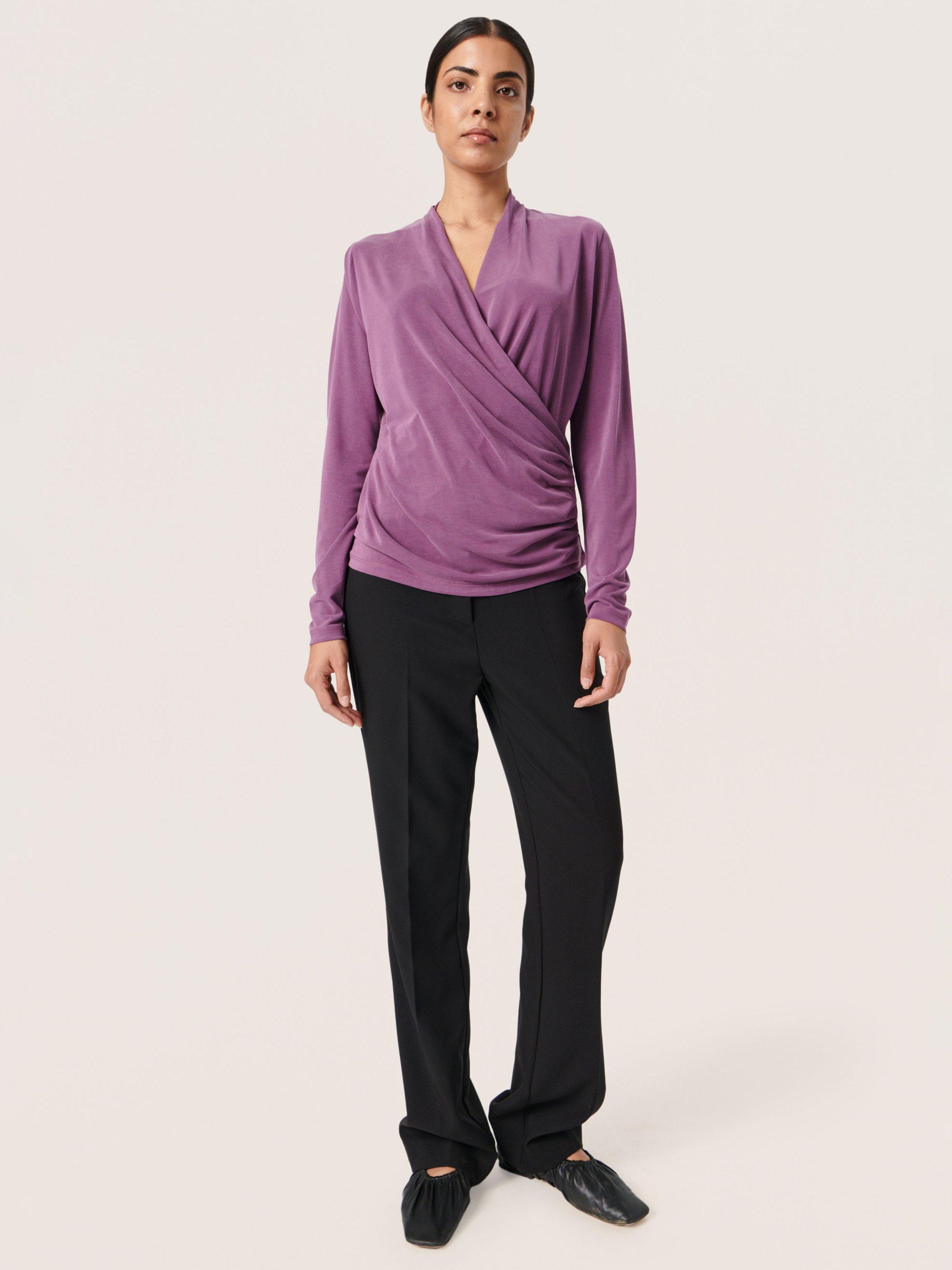 Soaked In Luxury Columbine Long Sleeve Wrap Blouse, Hortensia, S