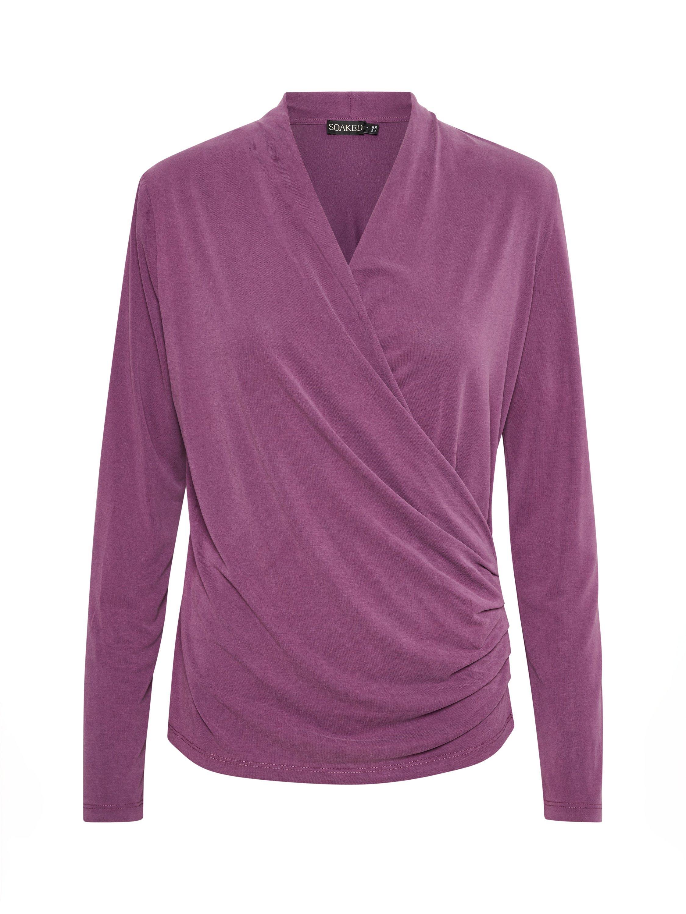 Soaked In Luxury Columbine Long Sleeve Wrap Blouse, Hortensia, S