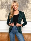 HotSquash Houndstooth 3/4 Sleeve Blazer, Green