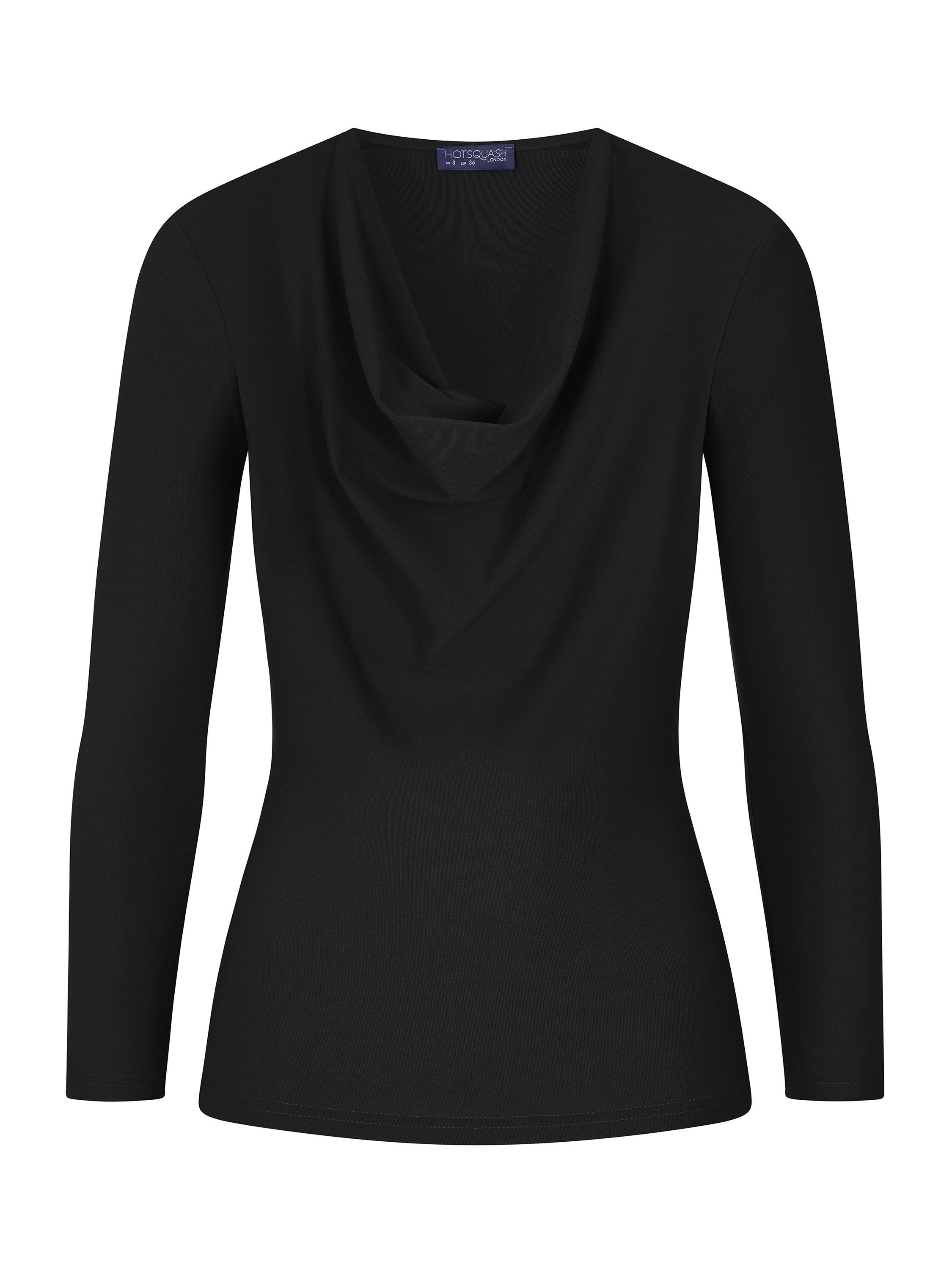 Product image 3 of 3, which shows HotSquash Grecian Cowl Neck Top, Black, 8