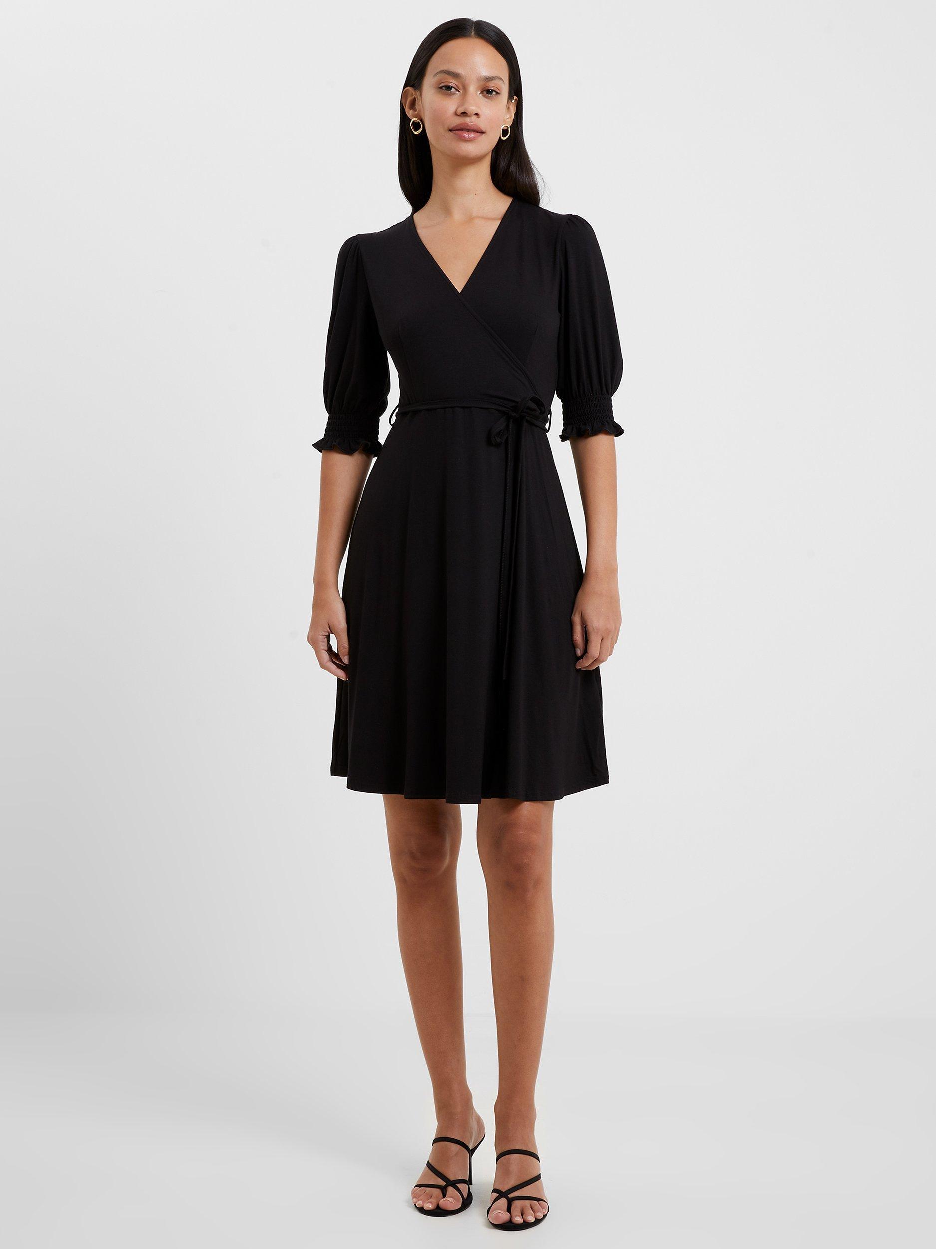 French Connection Wrap K Plain Dress, Black