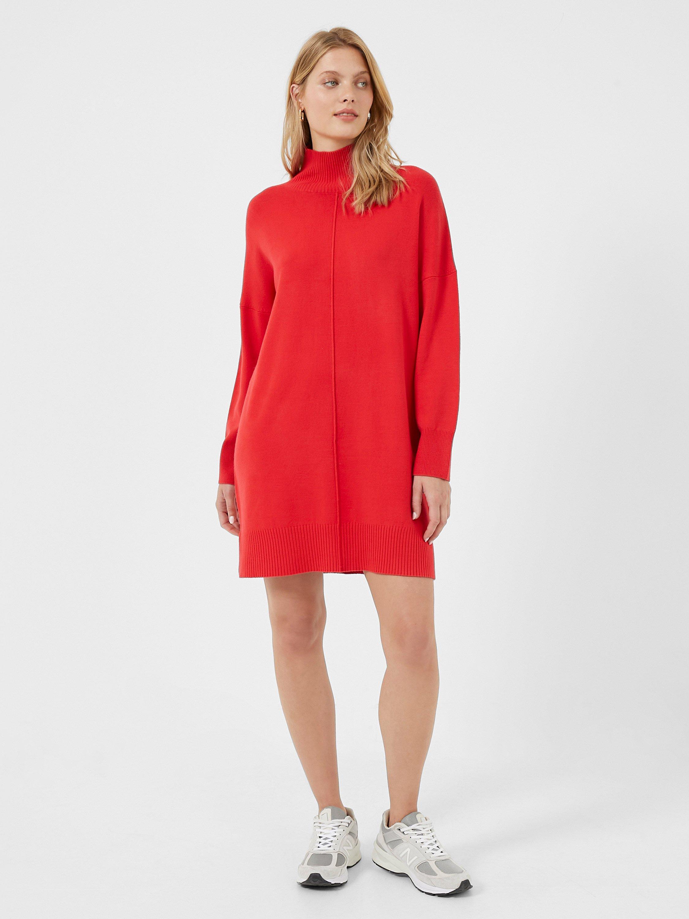 French Connection Babysoft Funnel Neck Jumper Dress, Lollipop Red