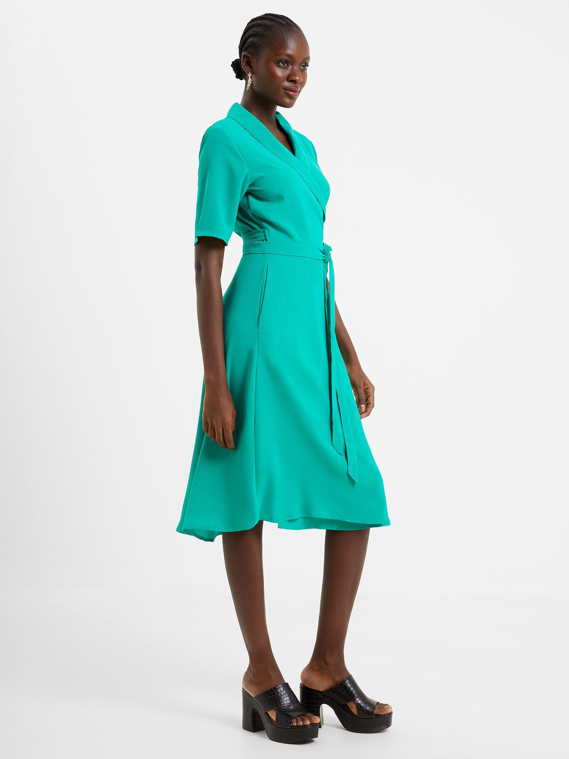 French Connection Shawl Neck Wrap Dress, Veridian