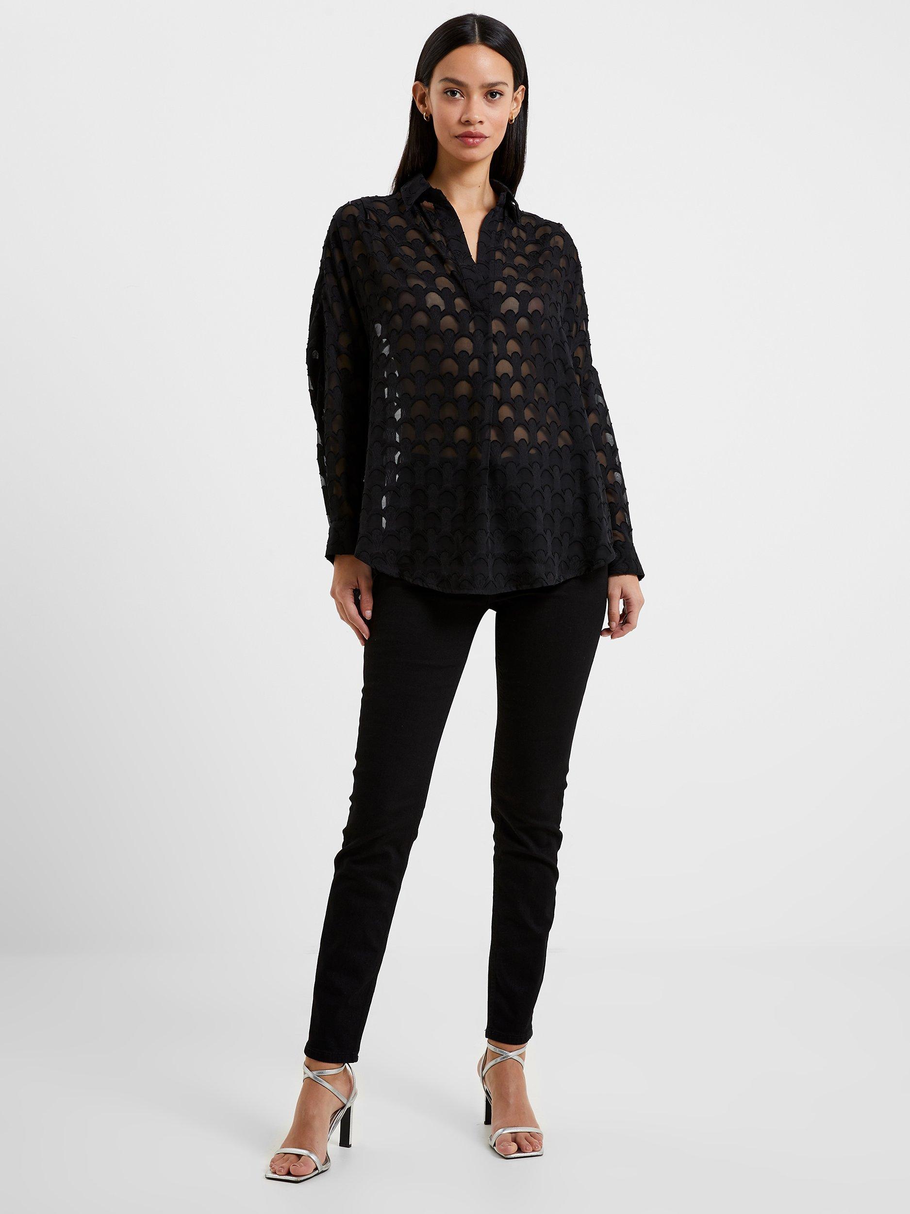 French Connection Geometric Popover Shirt, Blackout