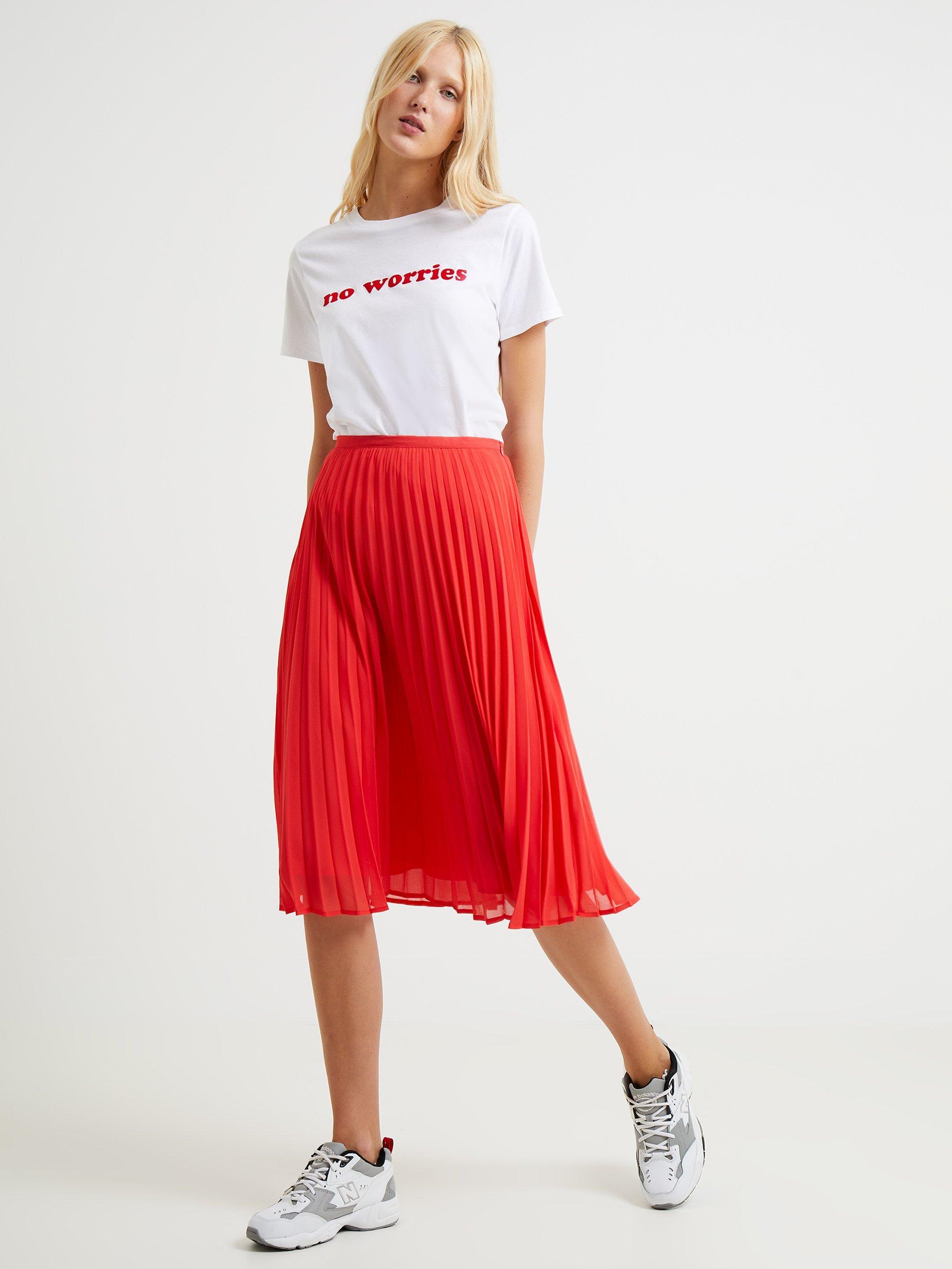 French Connection Pleated Midi Skirt, Hibiscus