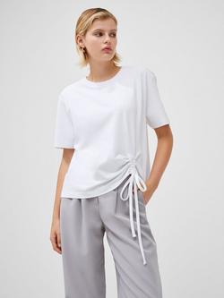 French Connection Rallie Ruched T-Shirt, Linen White