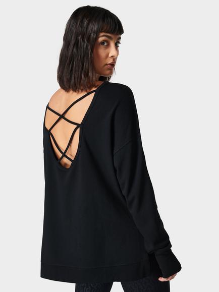 Sweaty Betty Cross Back Jumper, Black - view 2, Black