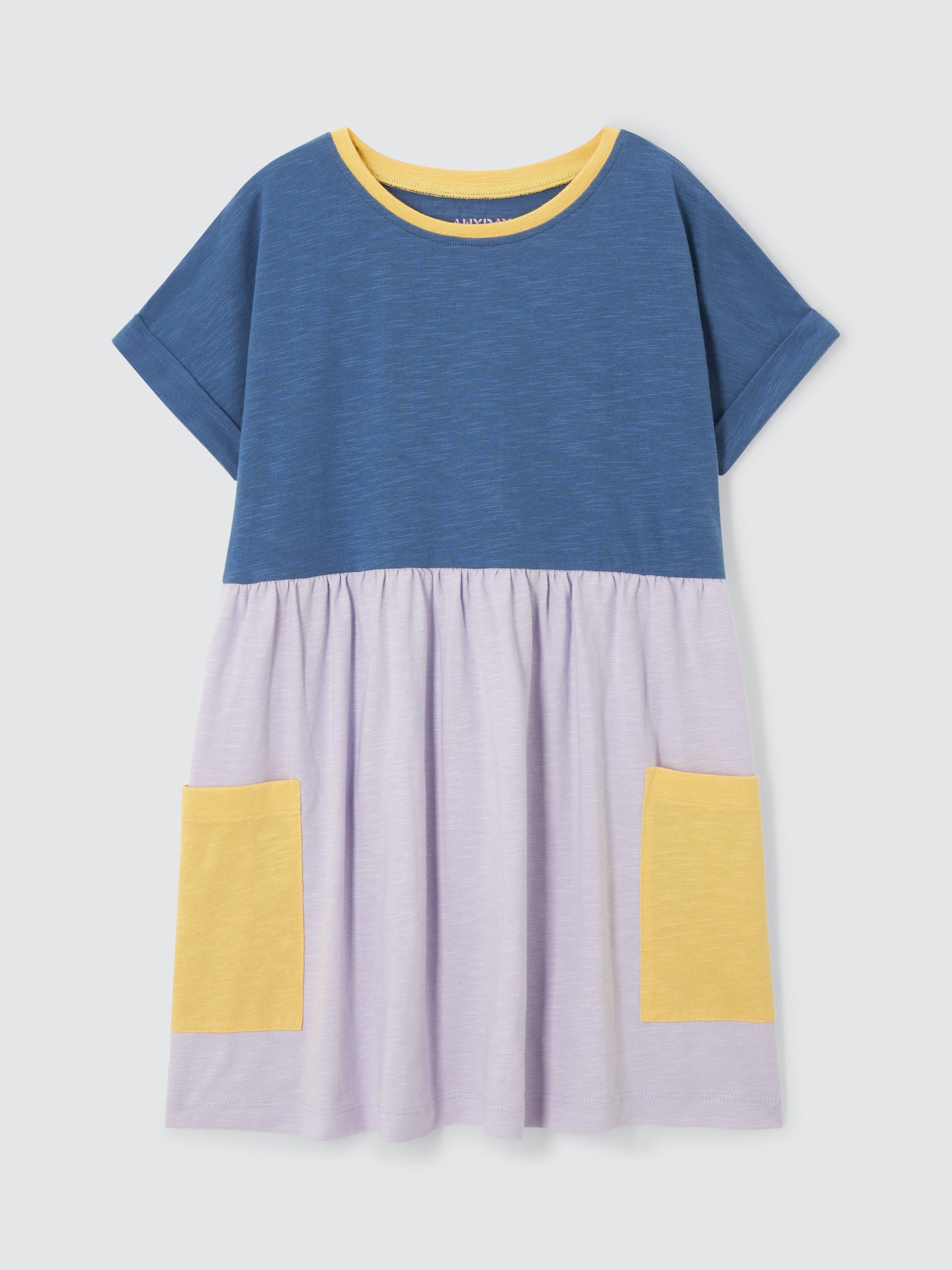 John Lewis ANYDAY Kids' Colour Block Dress, Bijou Blue, 9 years