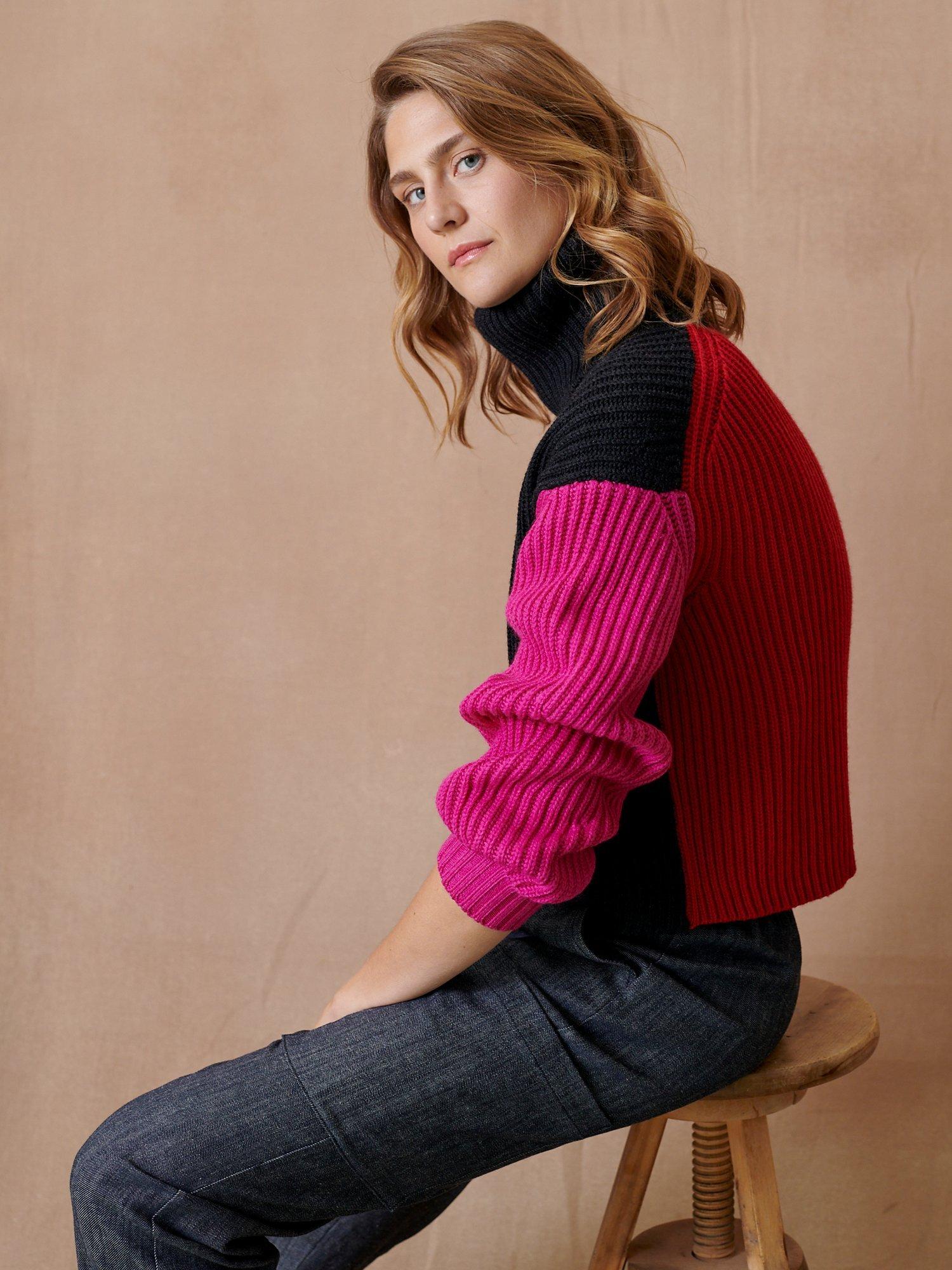 Cape Cove Merino Wool Roll Neck Jumper, Multi