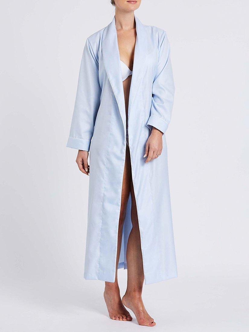 Product image 2 of 5, which shows British Boxers Herringbone Long Length Dressing Gown, Pearl Blue, XL
