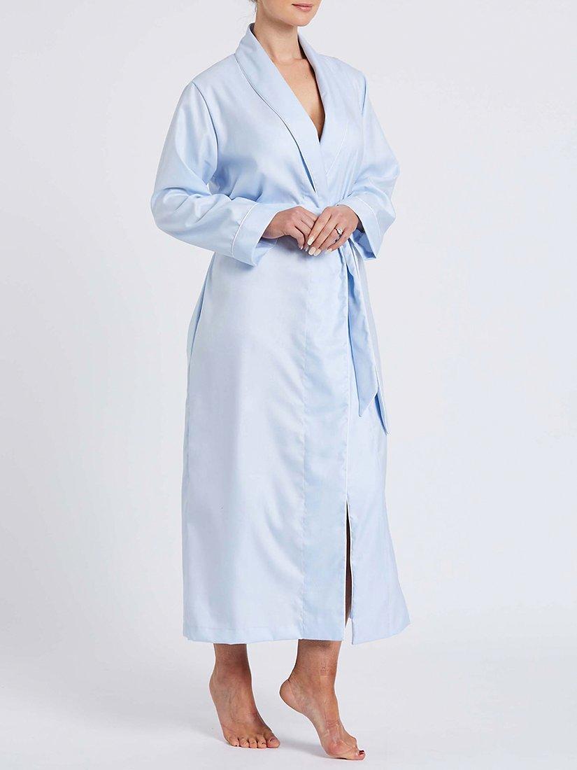 Product image 3 of 5, which shows British Boxers Herringbone Long Length Dressing Gown, Pearl Blue, XL