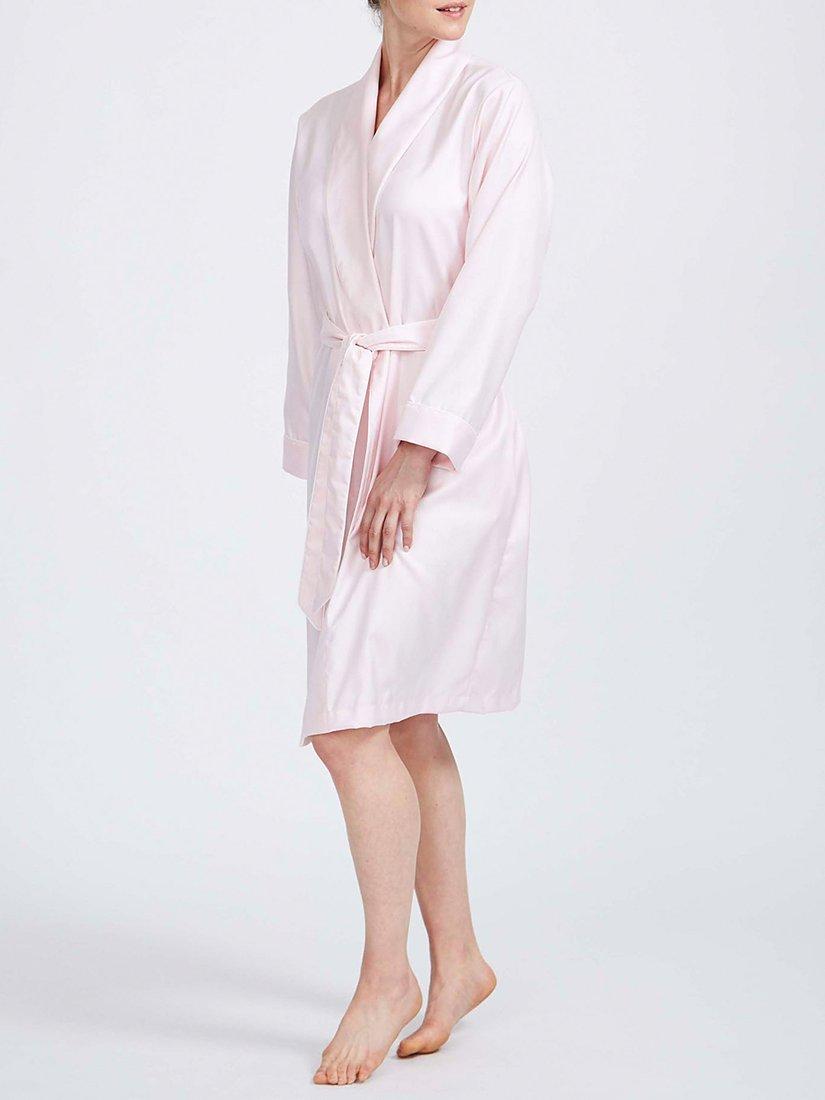 Product image 4 of 5, which shows British Boxers Herringbone Mid Length Dressing Gown, Rosewater Pink, XS
