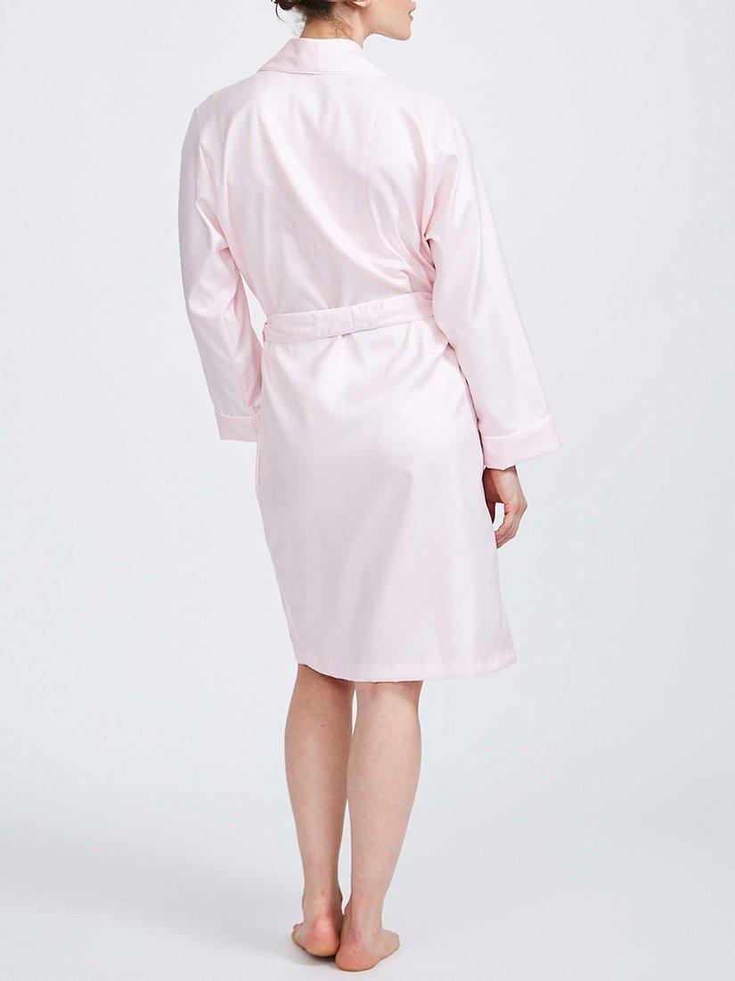 Product image 5 of 5, which shows British Boxers Herringbone Mid Length Dressing Gown, Rosewater Pink, XS