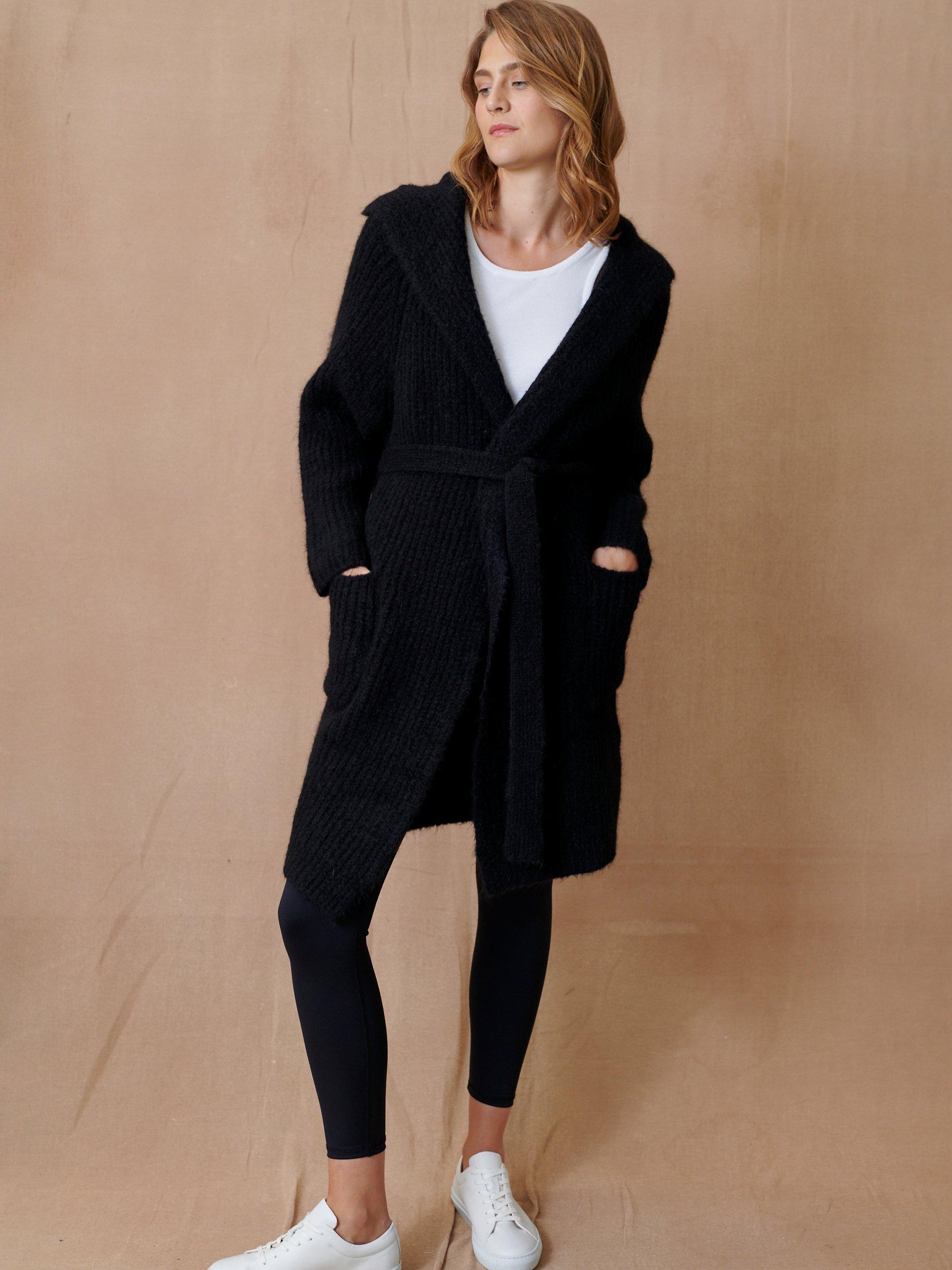 Cape Cove Long Hooded Cardigan, Black